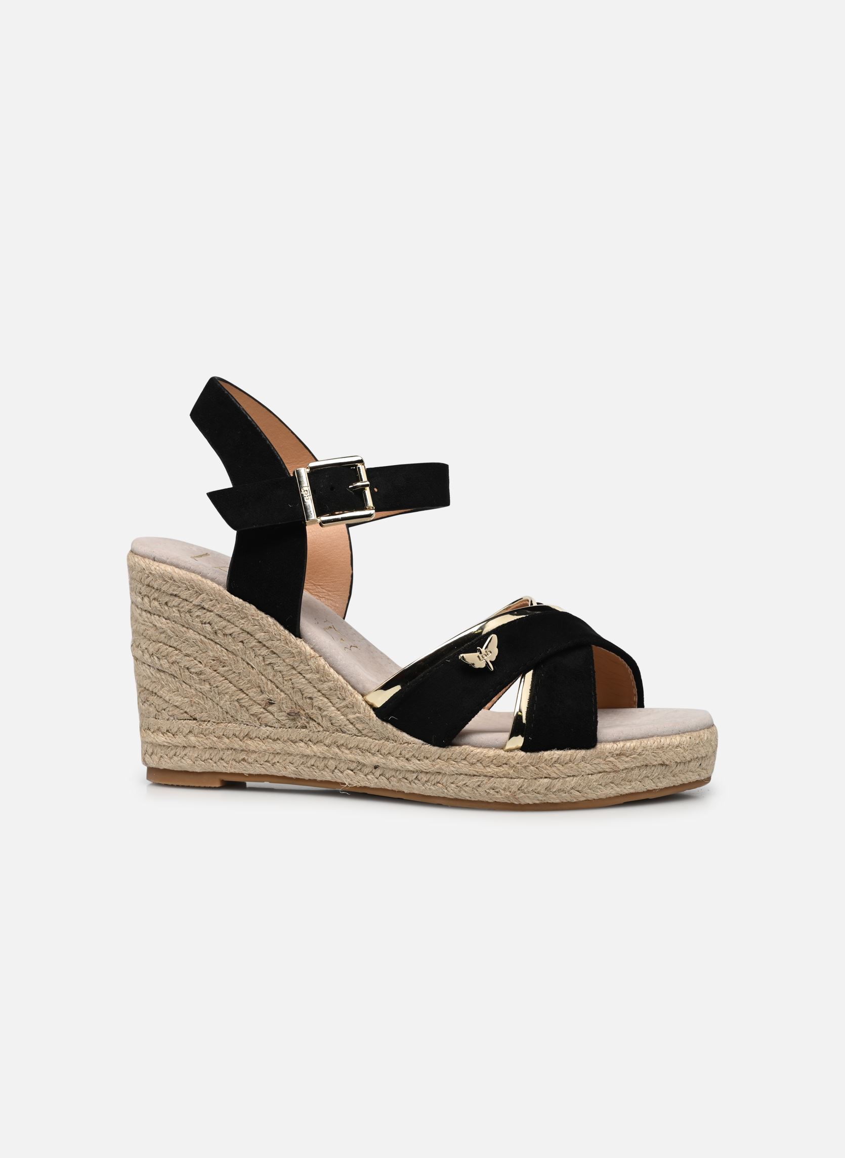 Keil- und Plateausandalen FLORY damen schwarz LPB -LES PETITES BOMBES Keil- und Plateausandalen FLORY damen schwarz NOIR SUEDINE