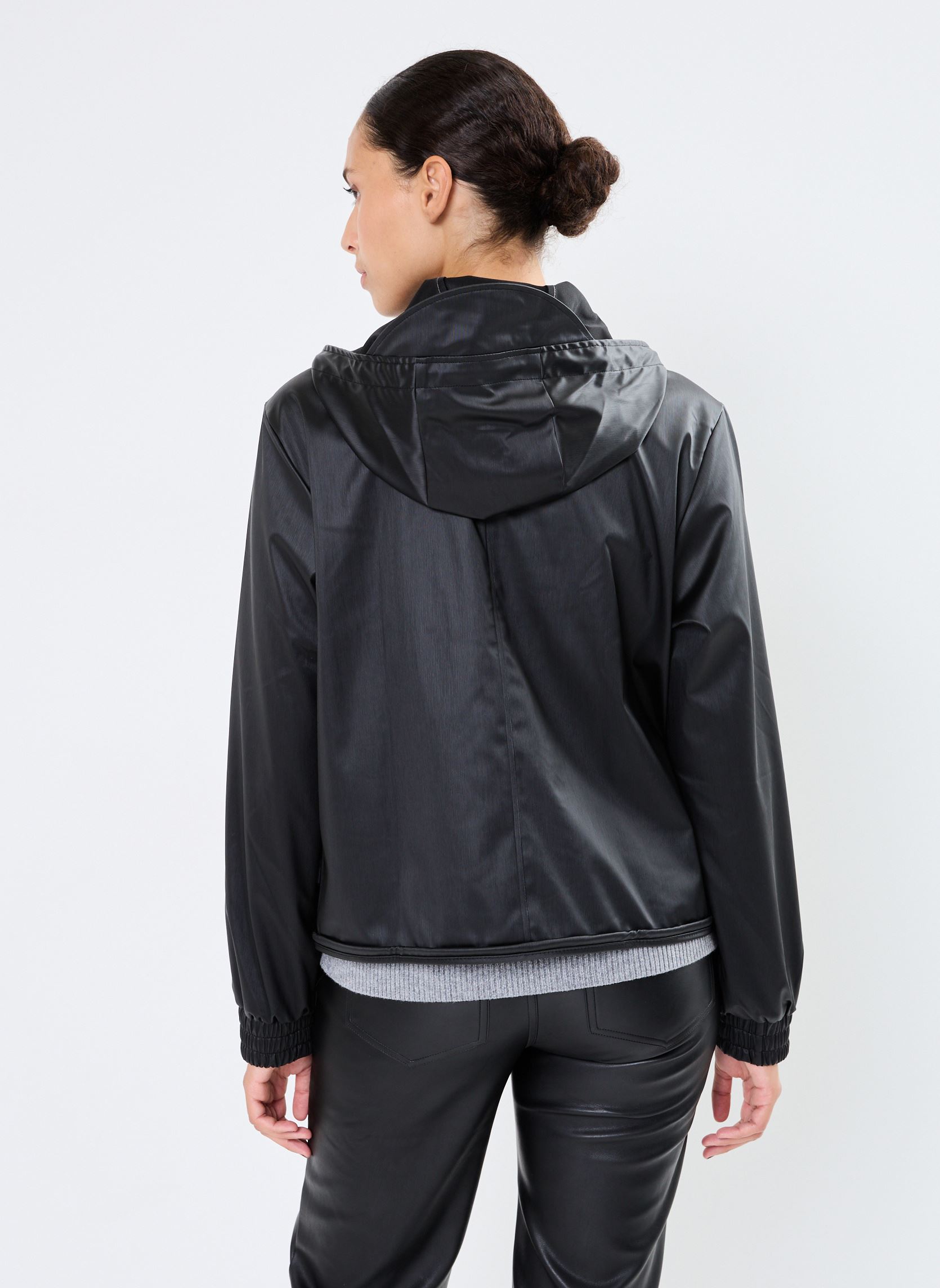 Regenjassen String W Jacket W3 dames zwart Rains Regenjassen String W Jacket W3 dames zwart BLACK GRAIN