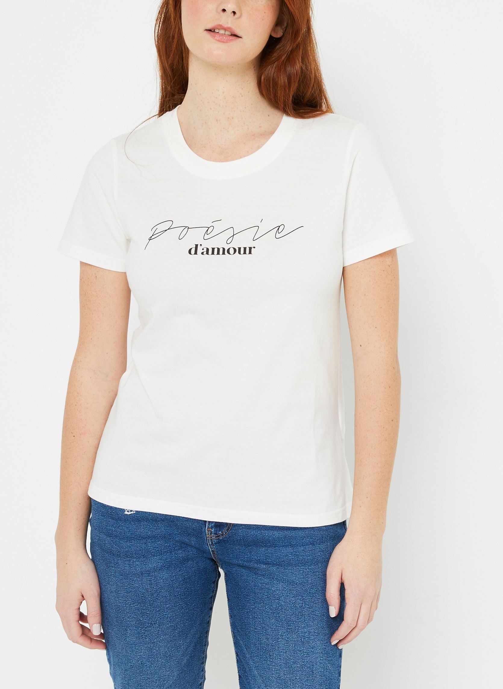 ICHI T-shirt basic - cloud dancer/bianco