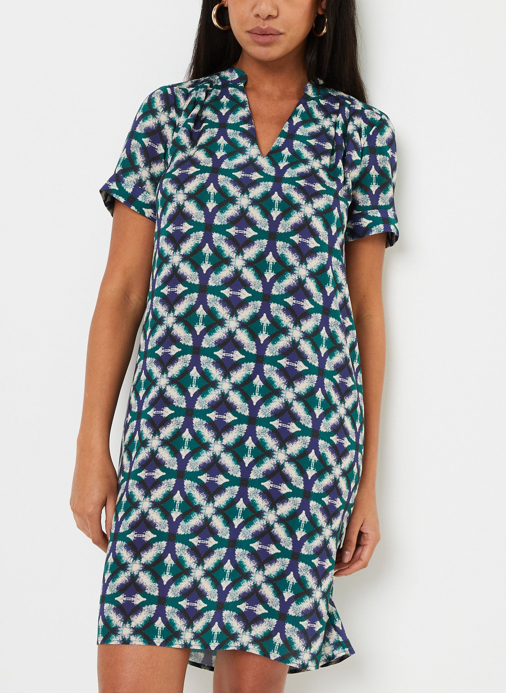 Robes FF-RO-SOFIANE-S femme bleu La Fée Maraboutée Robes FF-RO-SOFIANE-S femme bleu 1175-PETROLE LIGHT