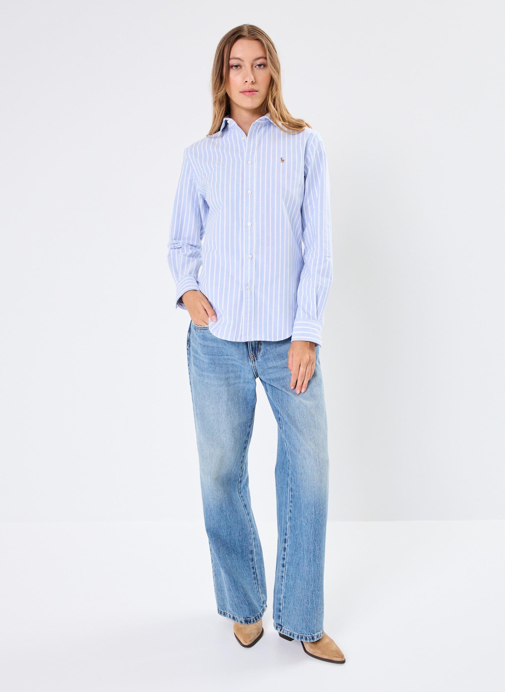 Chemises Chemise Oxford coupe classique femme bleu Polo Ralph Lauren Chemises Chemise Oxford coupe classique femme bleu 1153 HARBOR ISLAND BLUE/WHITE