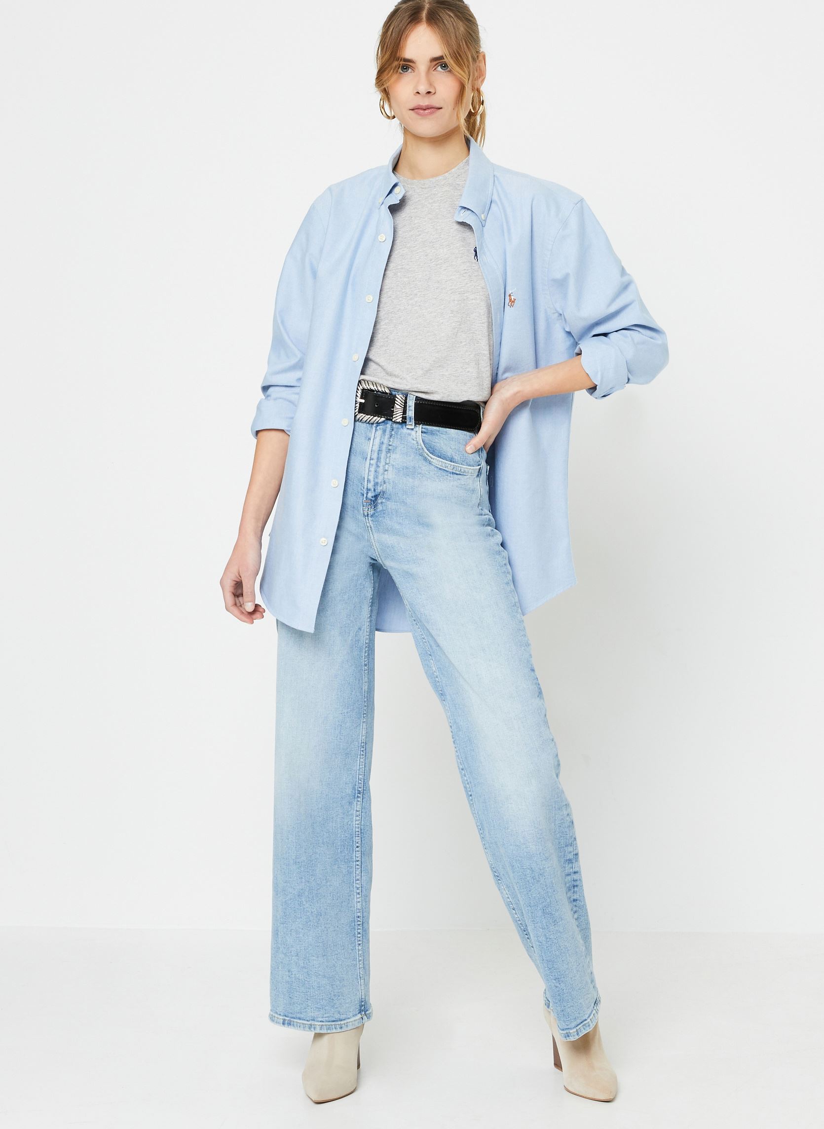Tee-shirts T-shirt col rond jersey de coton 2118986 femme gris Polo Ralph Lauren Tee-shirts T-shirt col rond jersey de coton 2118986 femme gris COBBLESTONE HEATHER