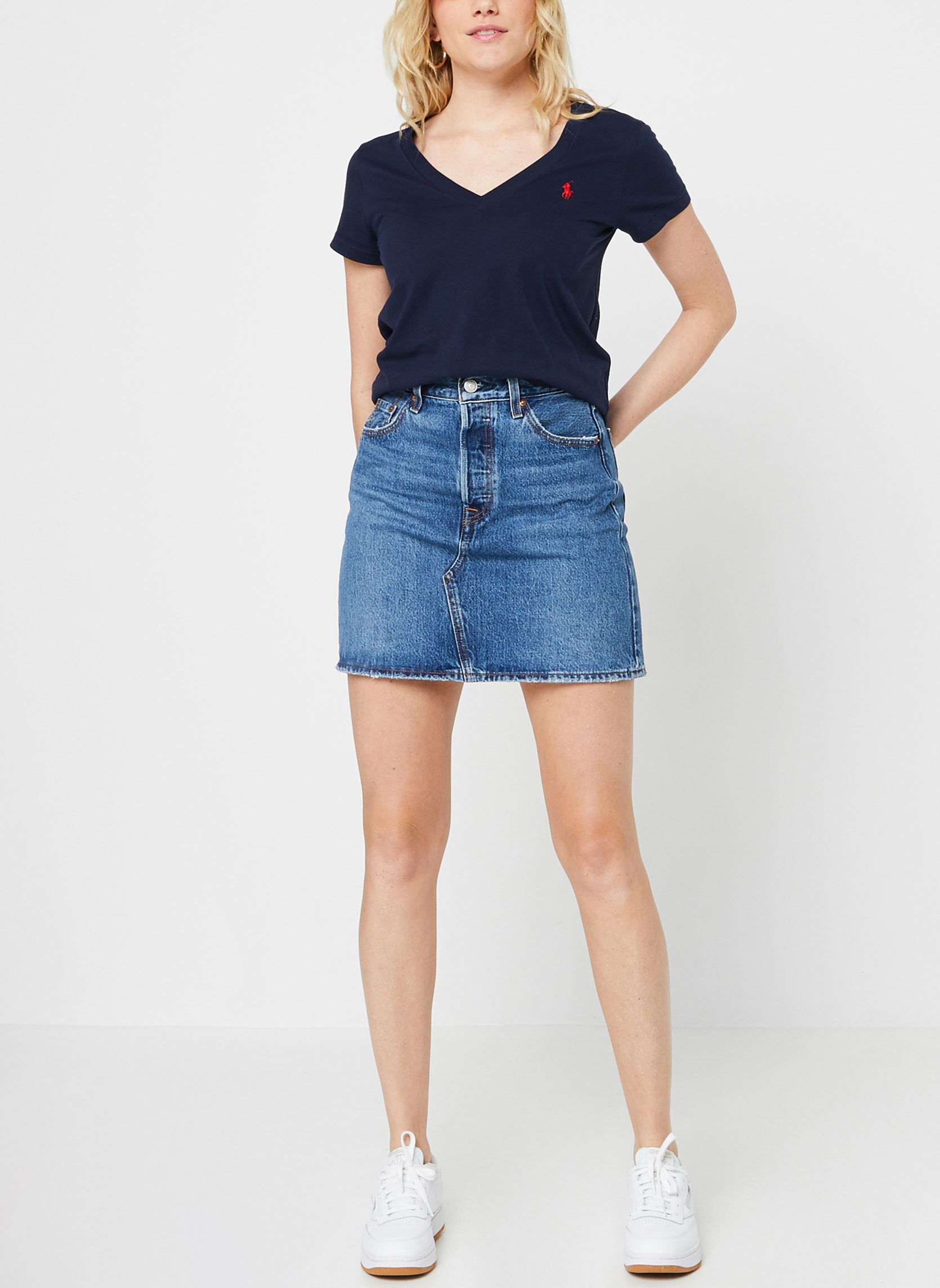 Tee-shirts T-shirt col en V en jersey femme bleu Polo Ralph Lauren Tee-shirts T-shirt col en V en jersey femme bleu Cruise Navy