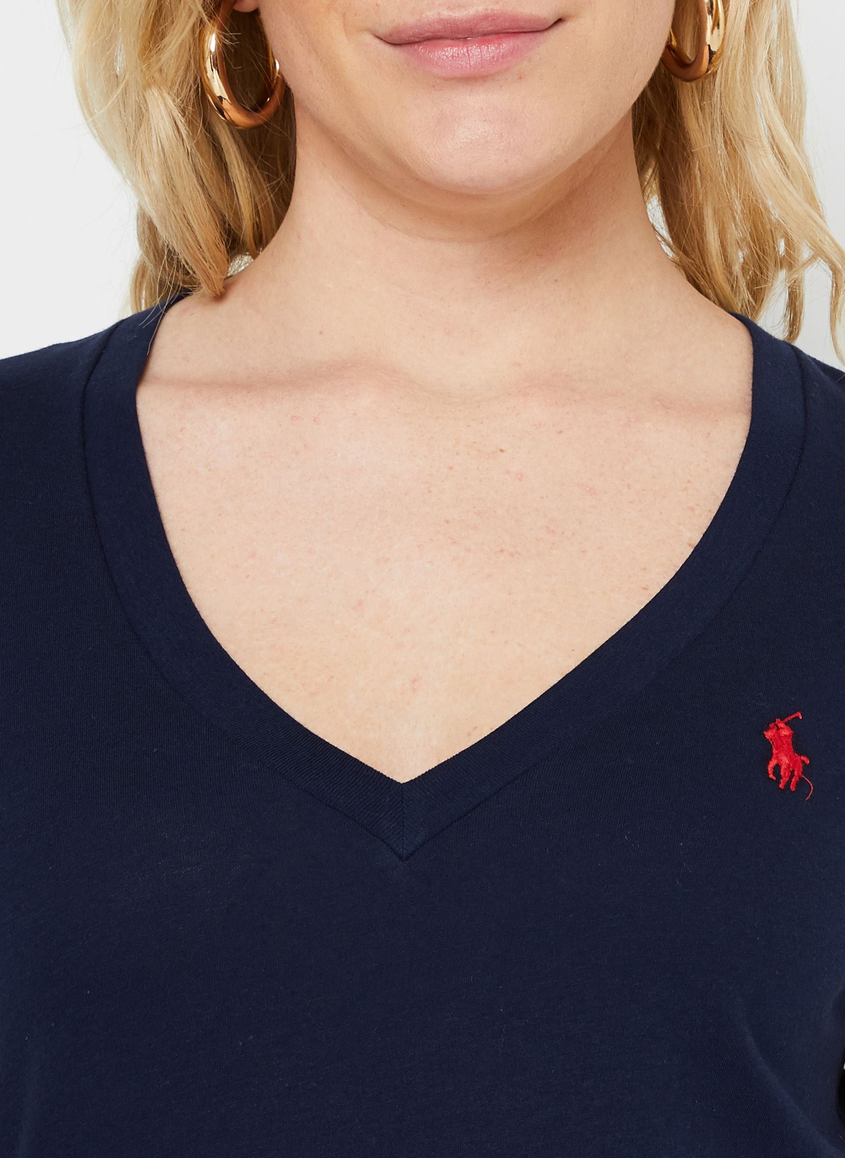 Tee-shirts T-shirt col en V en jersey femme bleu Polo Ralph Lauren Tee-shirts T-shirt col en V en jersey femme bleu Cruise Navy