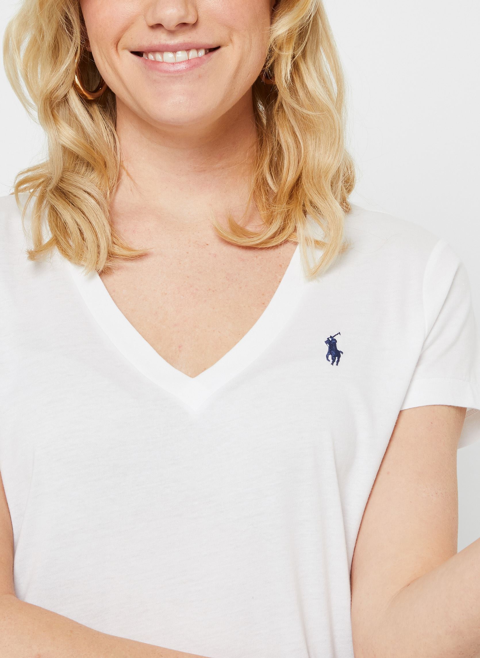 Tee-shirts T-shirt col en V en jersey femme blanc Polo Ralph Lauren Tee-shirts T-shirt col en V en jersey femme blanc WHITE