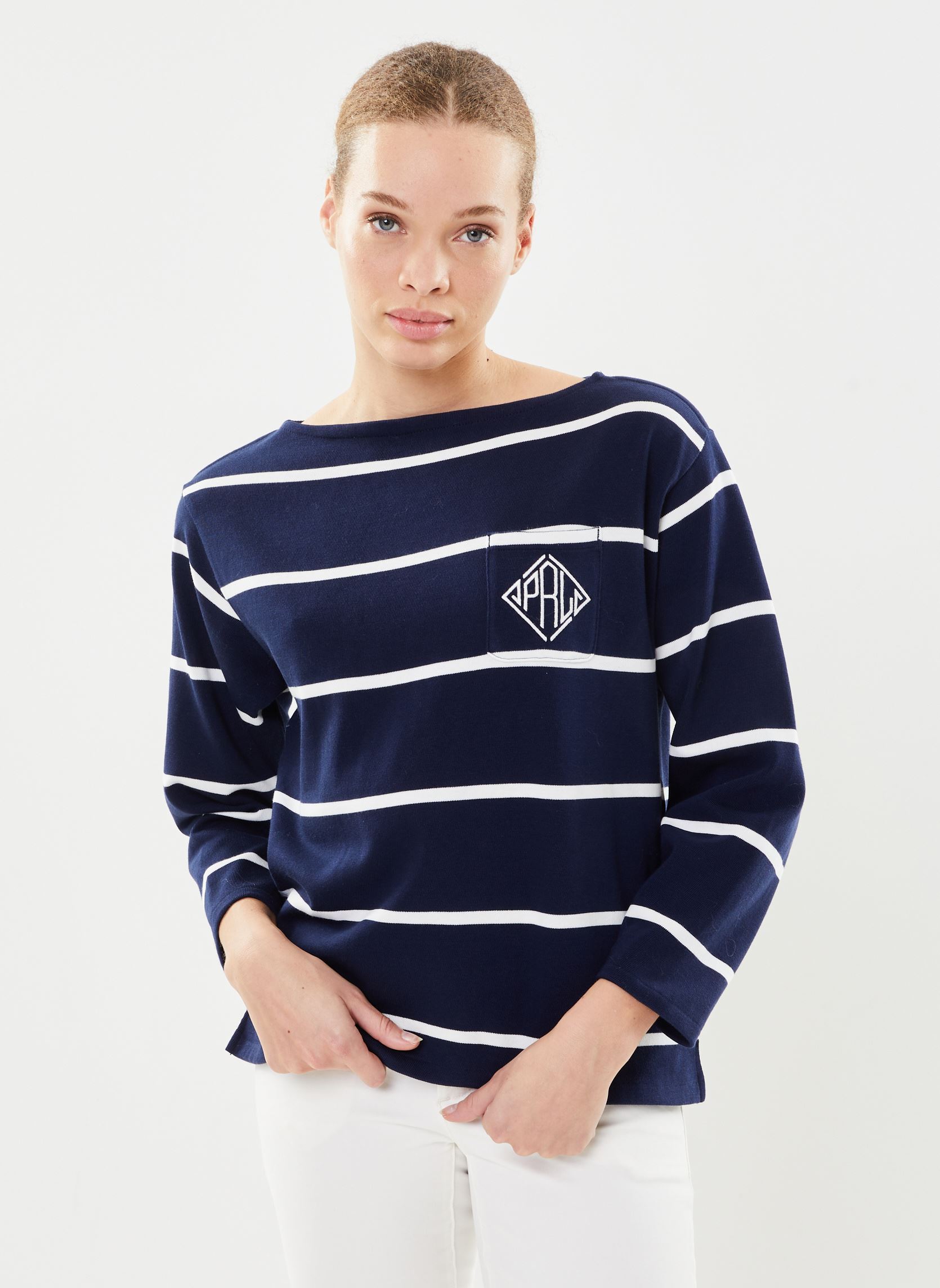 Pulls Rl Crst Mrnr-Long Sleeve-T-Shirt femme bleu Polo Ralph Lauren Pulls Rl Crst Mrnr-Long Sleeve-T-Shirt femme bleu CRUISE NAVY/DECKWASH WHITE
