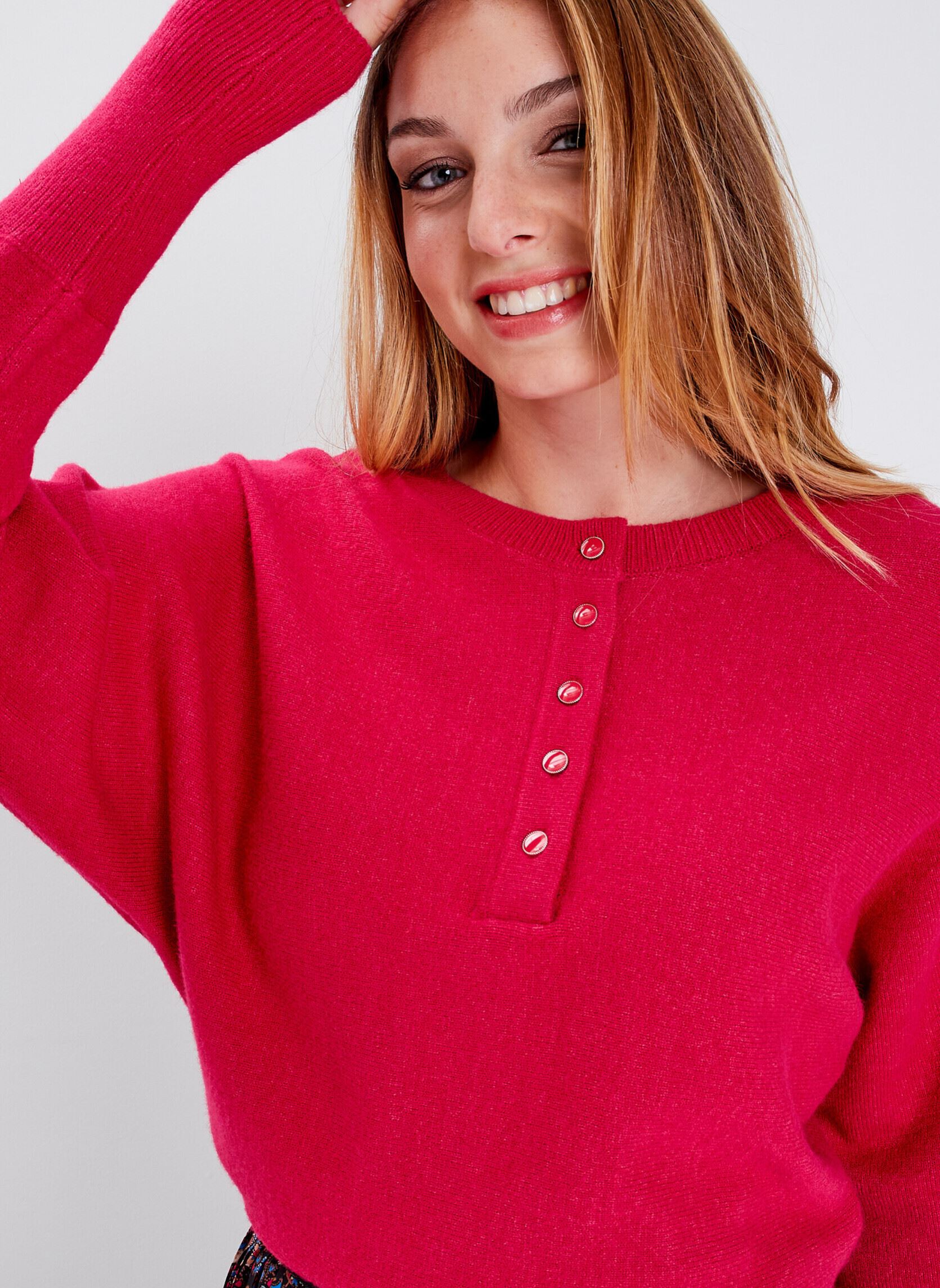Pullover CHAUVBALLON5 damen rosa Cache Cache Pullover CHAUVBALLON5 damen rosa ROSE RED