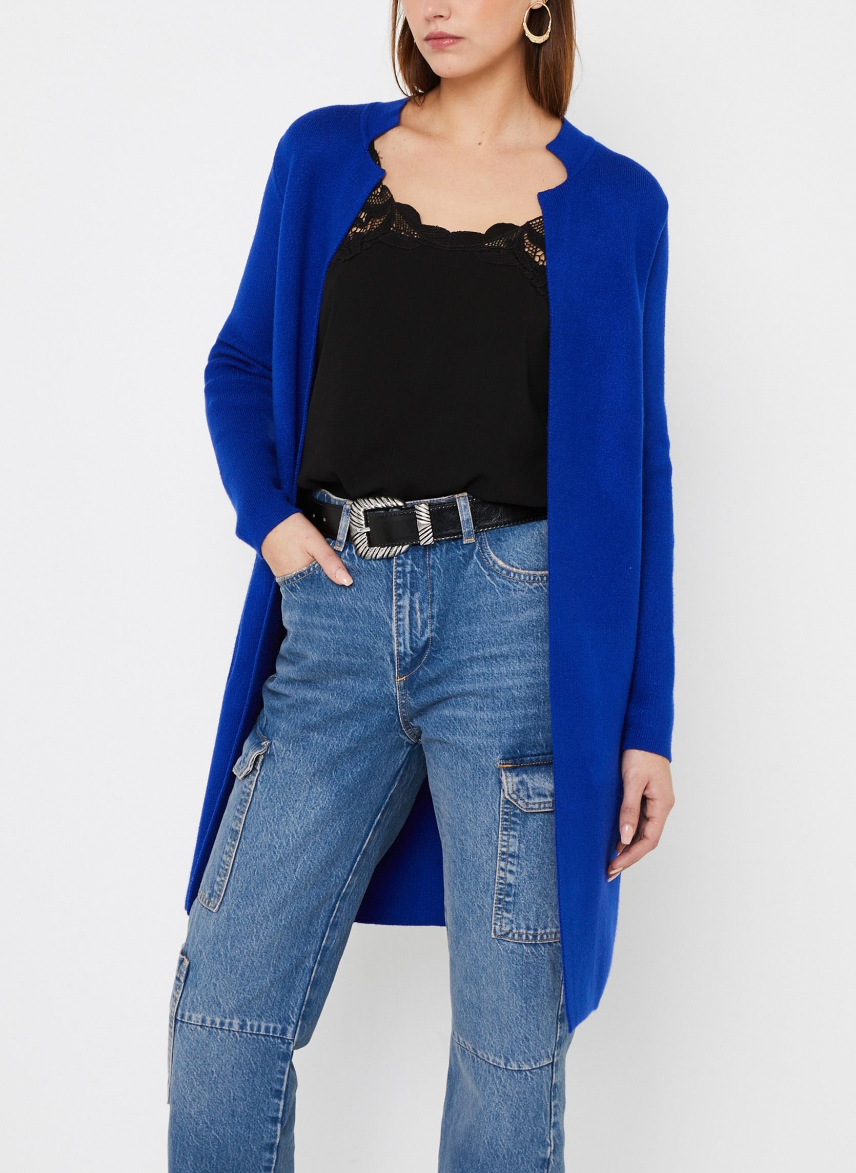 Morgan Femme 162 mblock. Veste Droite À Col Cranté Electrique