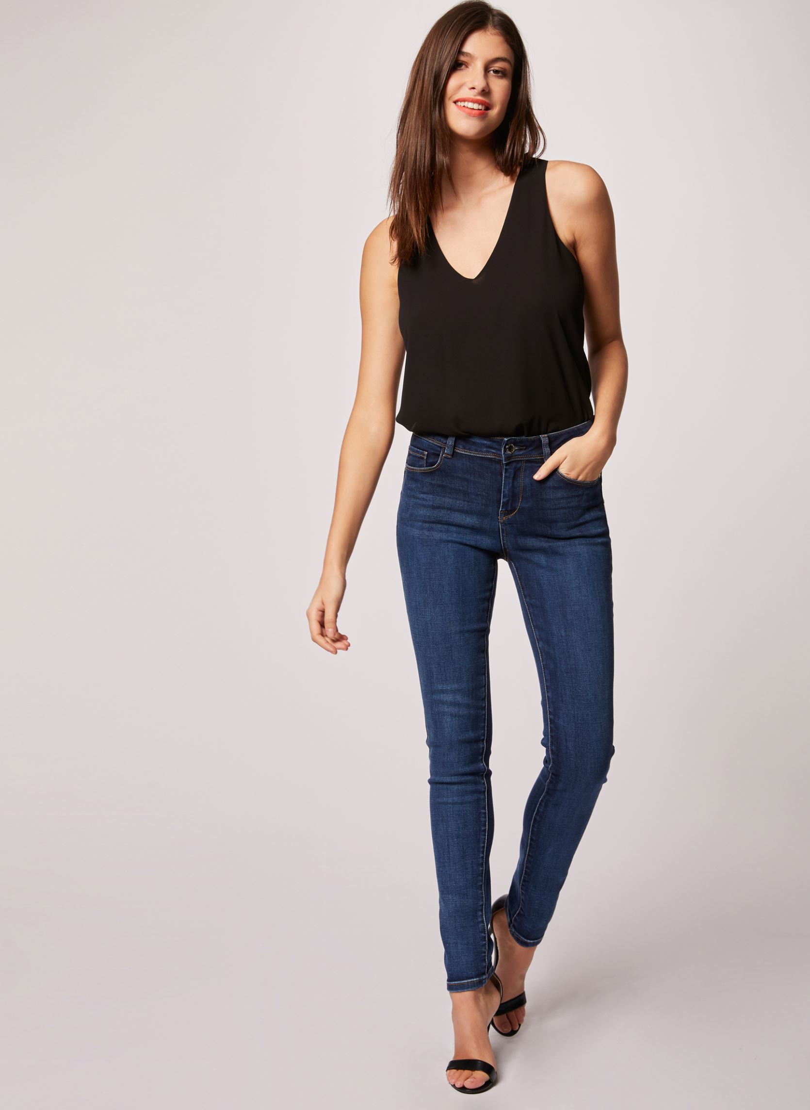Rechte jeans / Straight Leg Jeans 201-POM.P dames blauw Morgan Rechte jeans / Straight Leg Jeans 201-POM.P dames blauw JEAN STONE