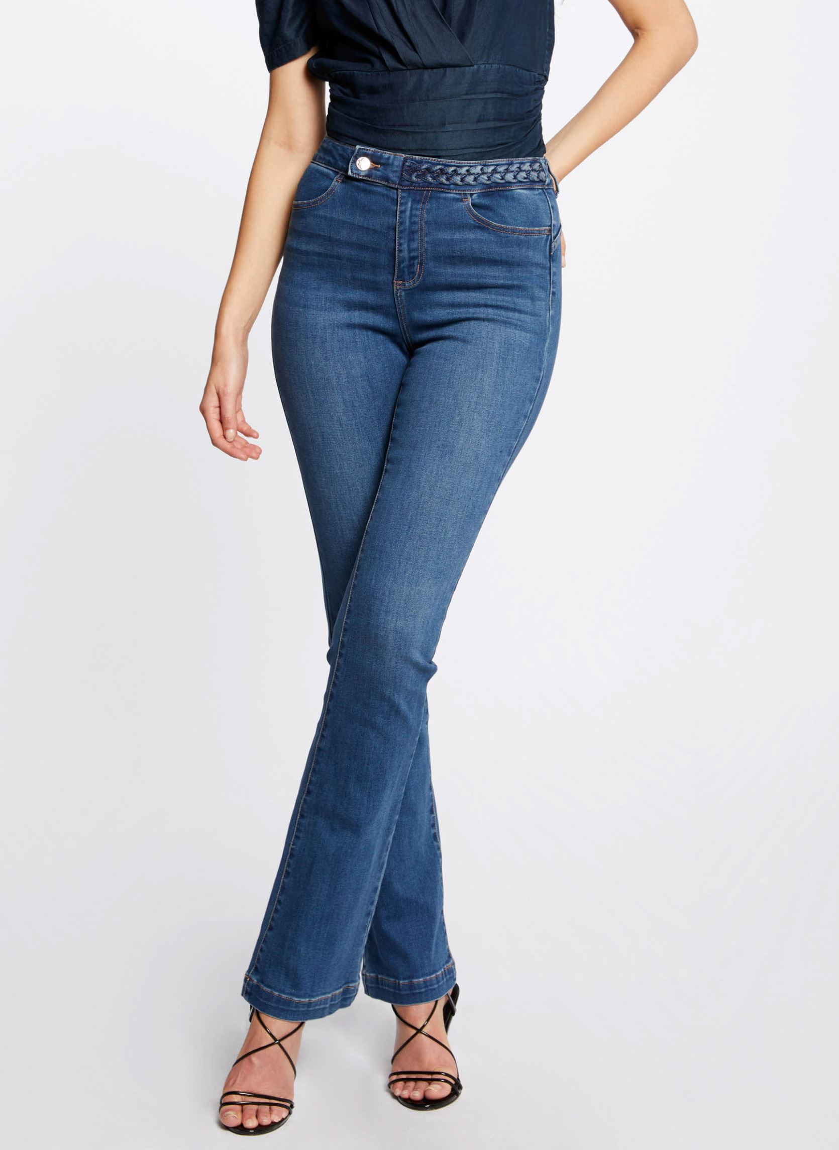 Morgan Femme Détails Tresse Ceinture 222 pkely Jeans Jean Stone - vue 2