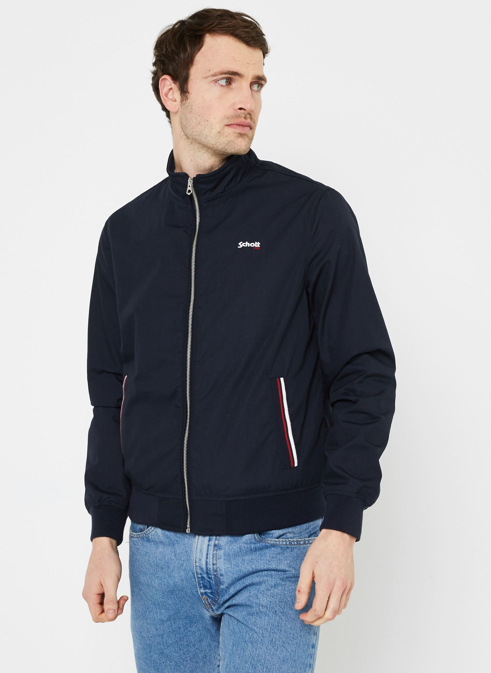 Vestes Blouson Court Zippe-KENTON homme bleu Schott Vestes Blouson Court Zippe-KENTON homme bleu NAVY