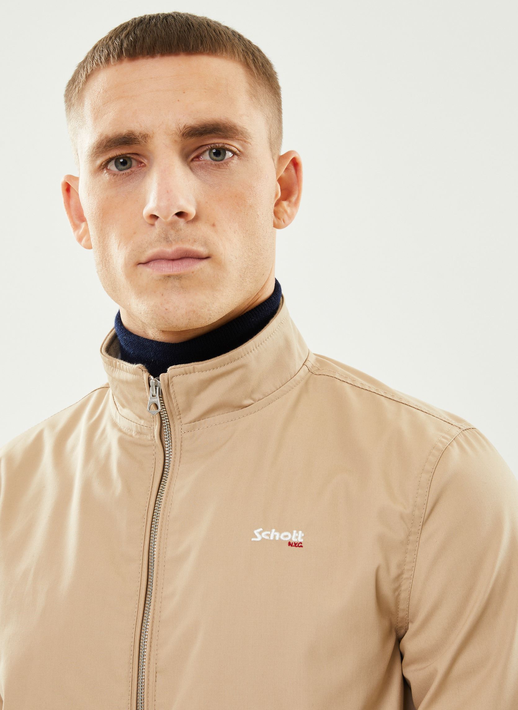 Vestes Blouson Court Zippe-KENTON homme beige Schott Vestes Blouson Court Zippe-KENTON homme beige LT.BEIGE
