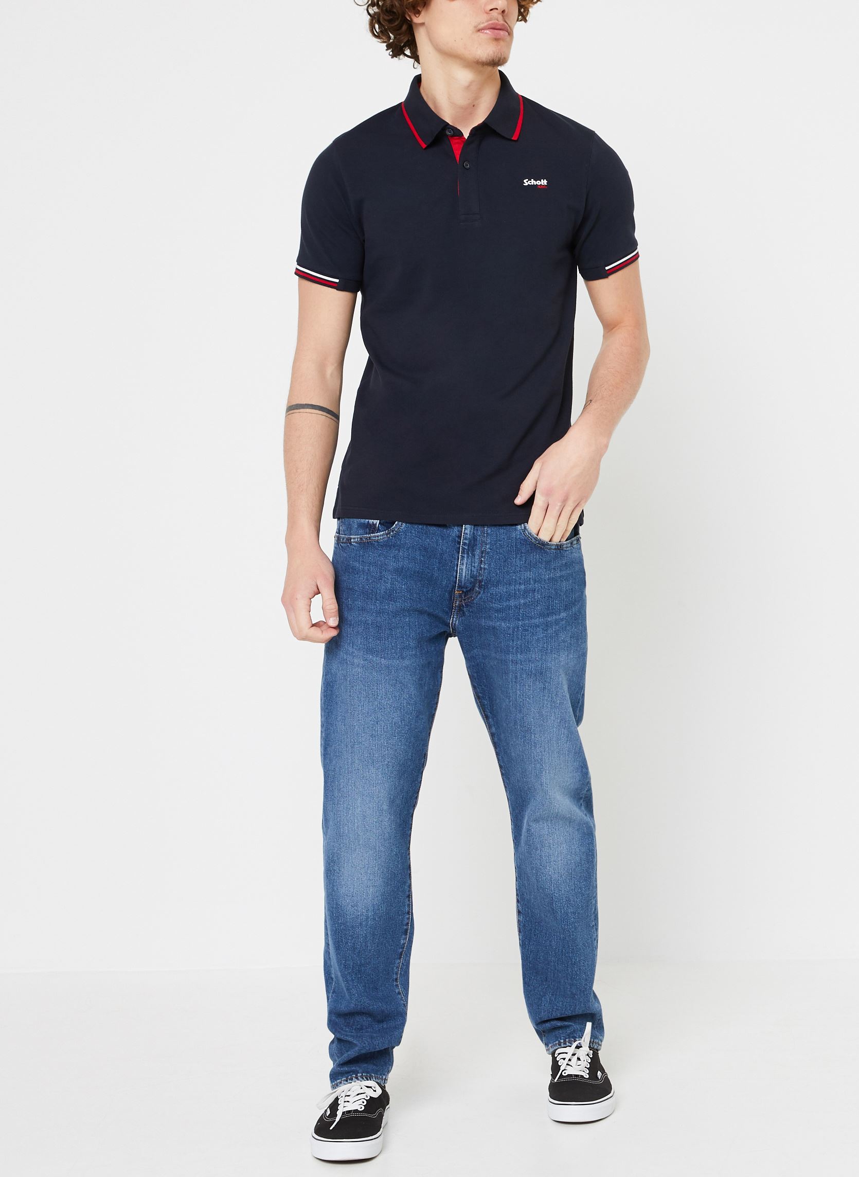 Polos Polo Basique-PSDEVON homme bleu Schott Polos Polo Basique-PSDEVON homme bleu NAVY