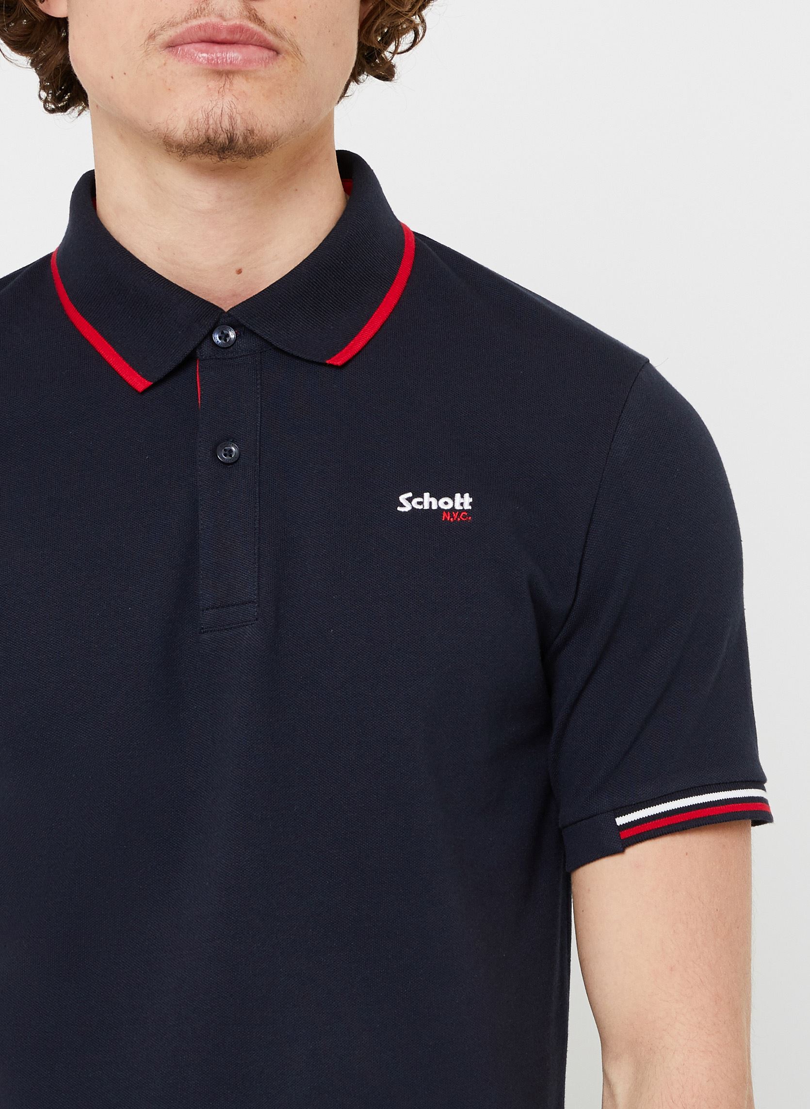 Polos Polo Basique-PSDEVON homme bleu Schott Polos Polo Basique-PSDEVON homme bleu NAVY