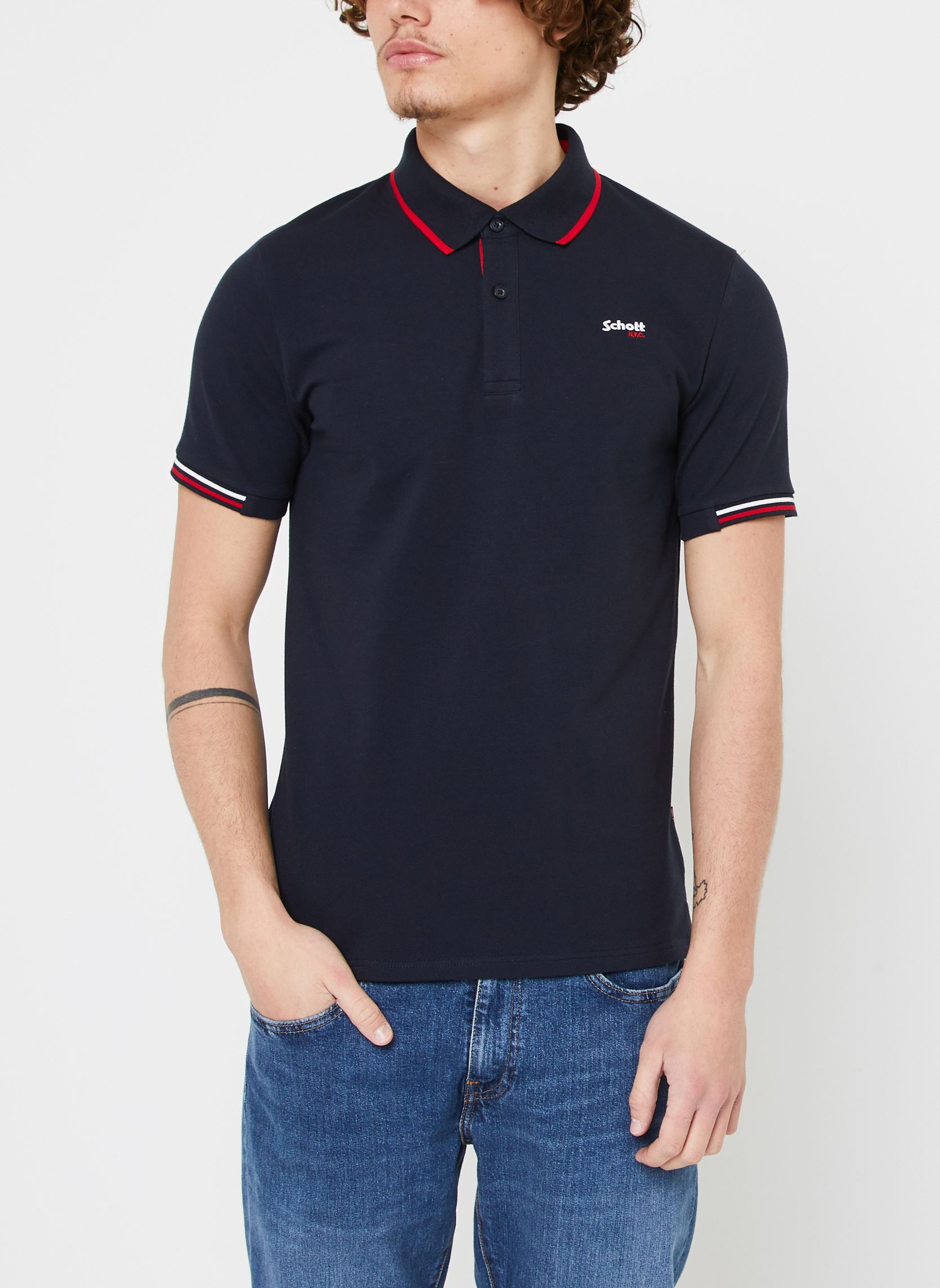 Polos Polo Basique-PSDEVON homme bleu Schott Polos Polo Basique-PSDEVON homme bleu NAVY