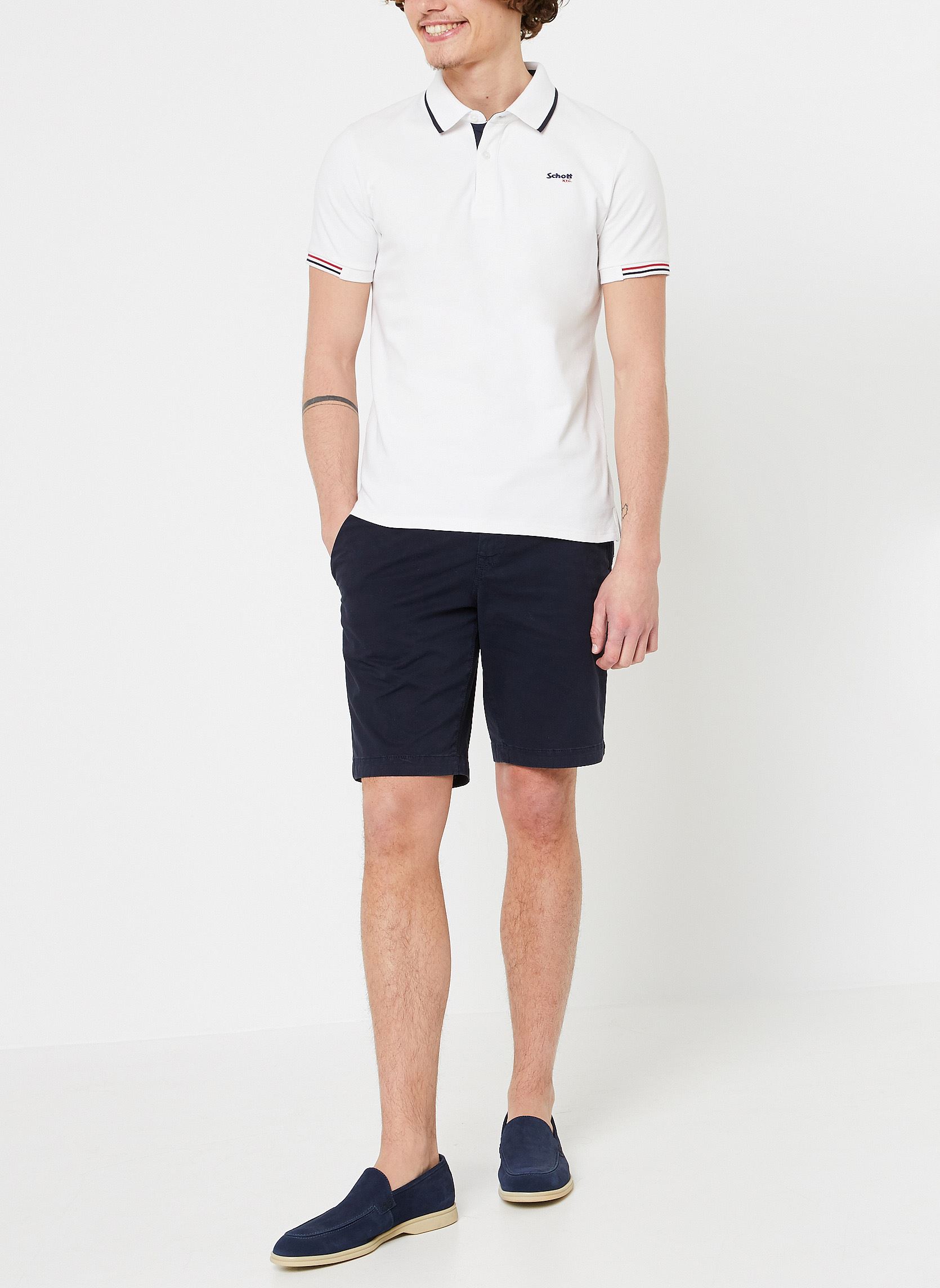 Polo's Polo Basique-PSDEVON heren wit Schott Polo's Polo Basique-PSDEVON heren wit WHITE