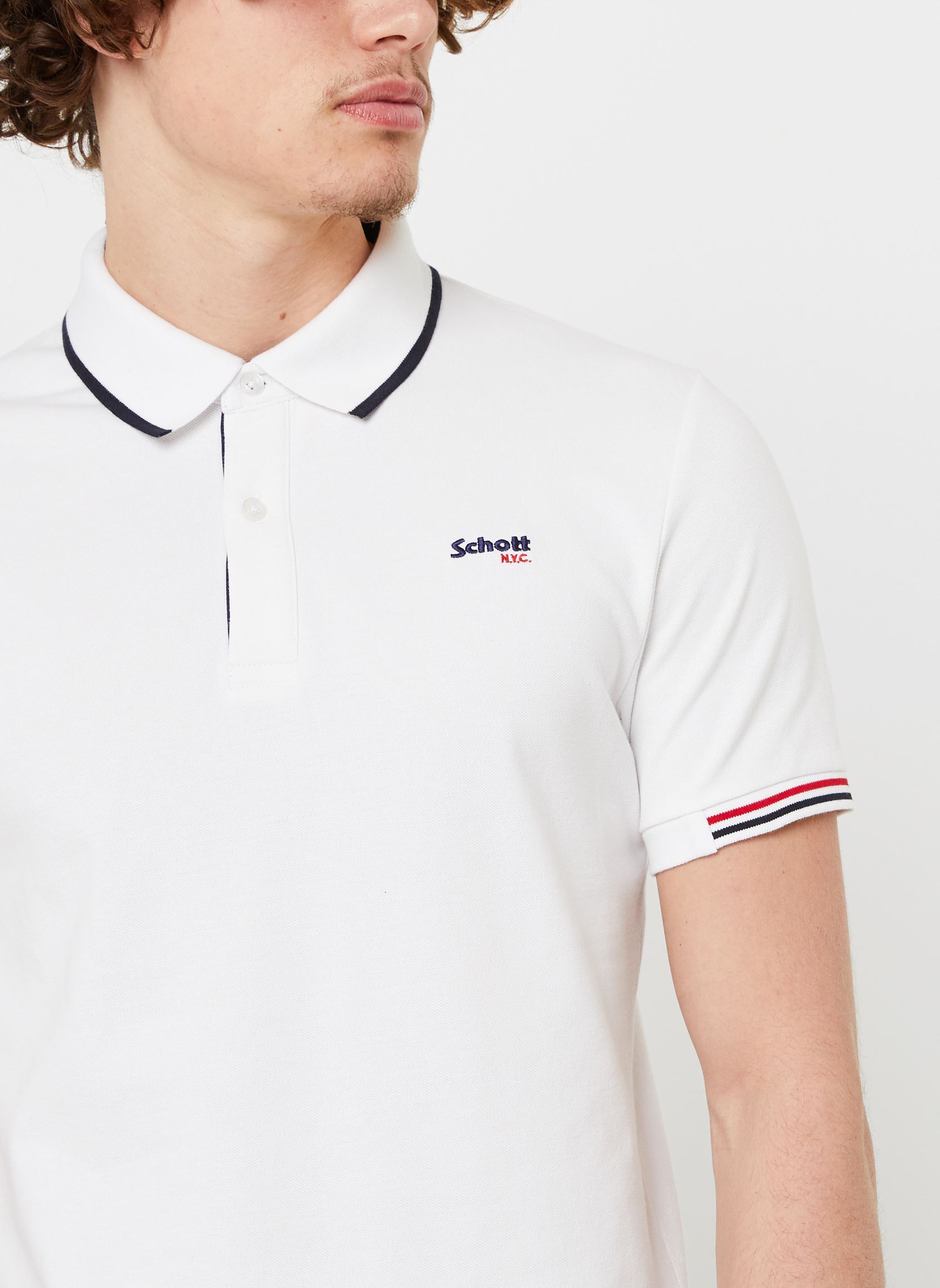 Polo's Polo Basique-PSDEVON heren wit Schott Polo's Polo Basique-PSDEVON heren wit WHITE