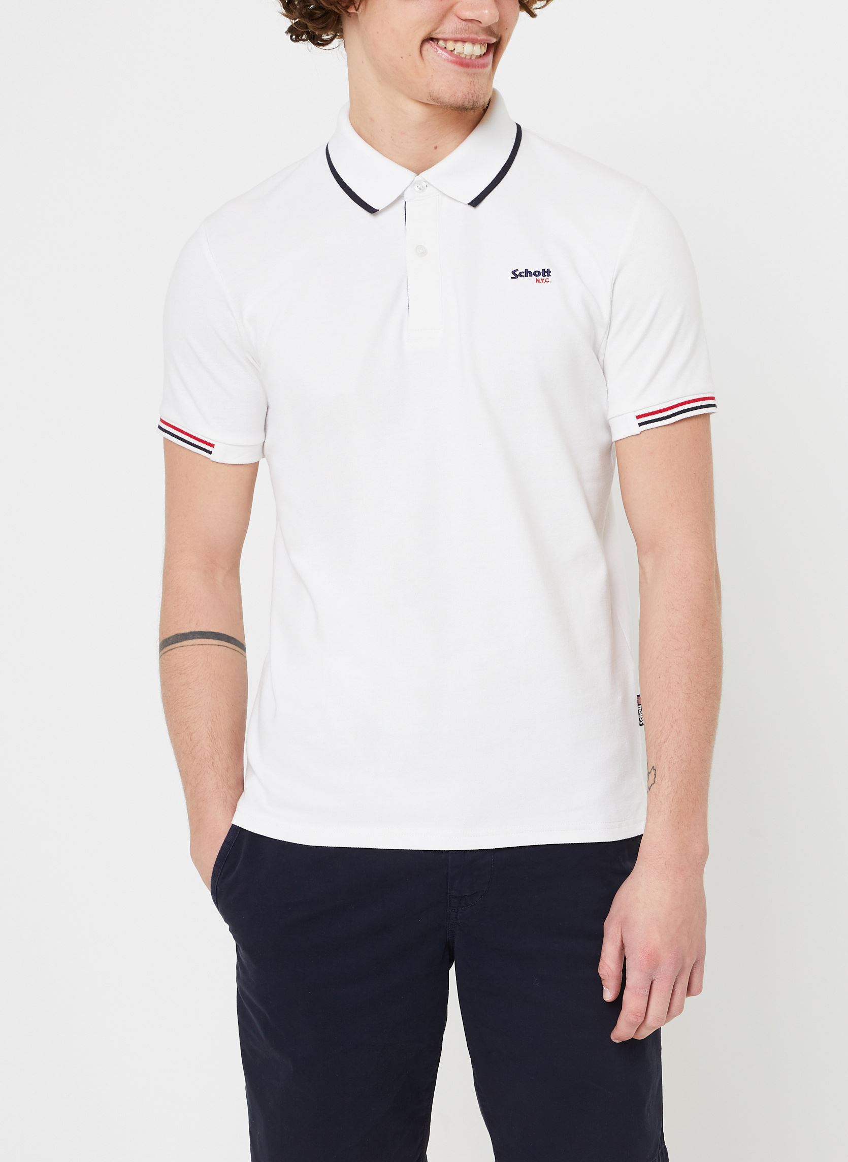 Polo's Polo Basique-PSDEVON heren wit Schott Polo's Polo Basique-PSDEVON heren wit WHITE