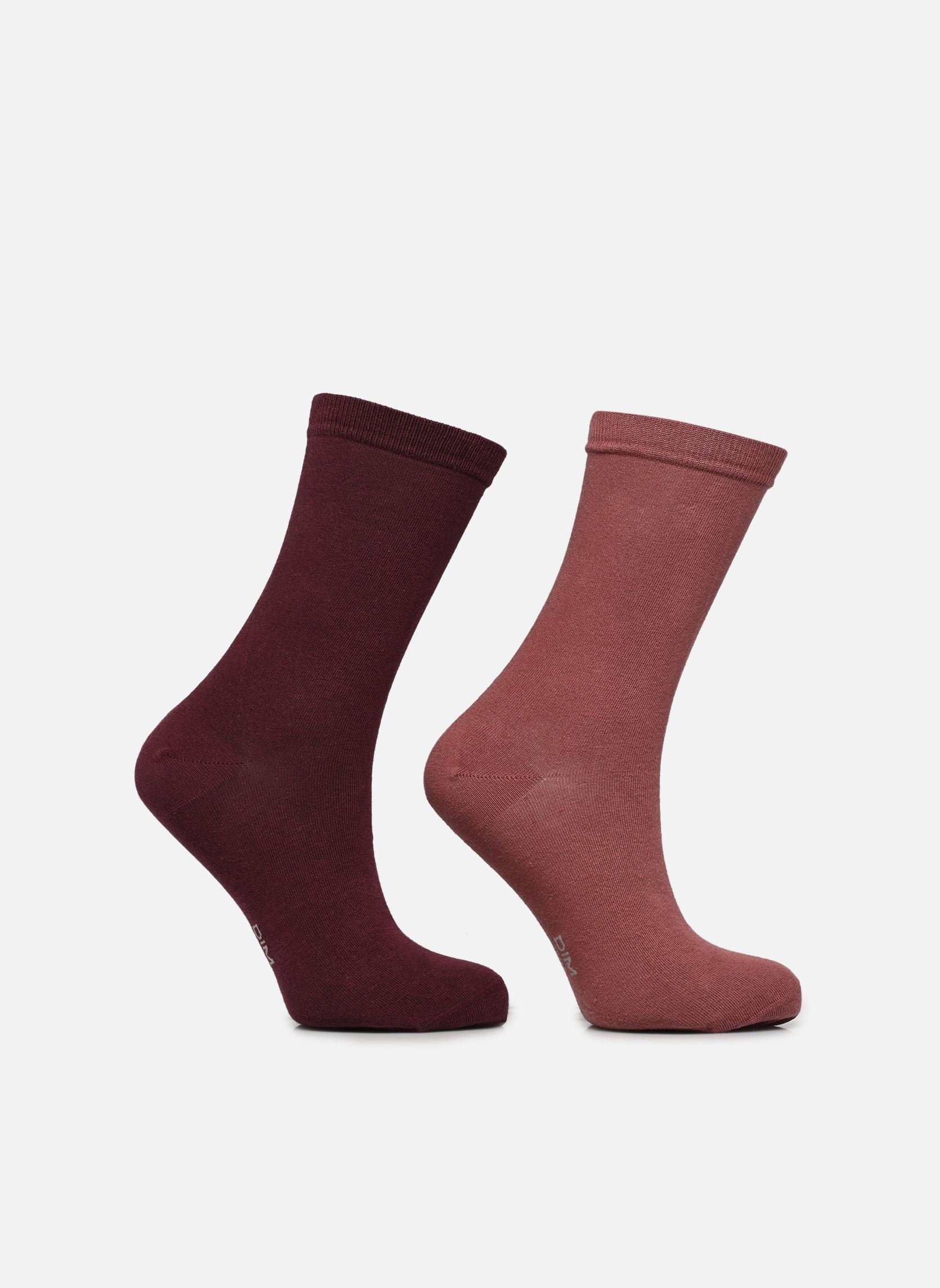 Sokken Coton Mi-Chaussettes X2 dames bordeaux Dim Sokken Coton Mi-Chaussettes X2 dames bordeaux BU0_L.FIGUE