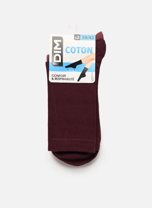 Dim Sokken Coton Mi-Chaussettes X2 dames bordeaux