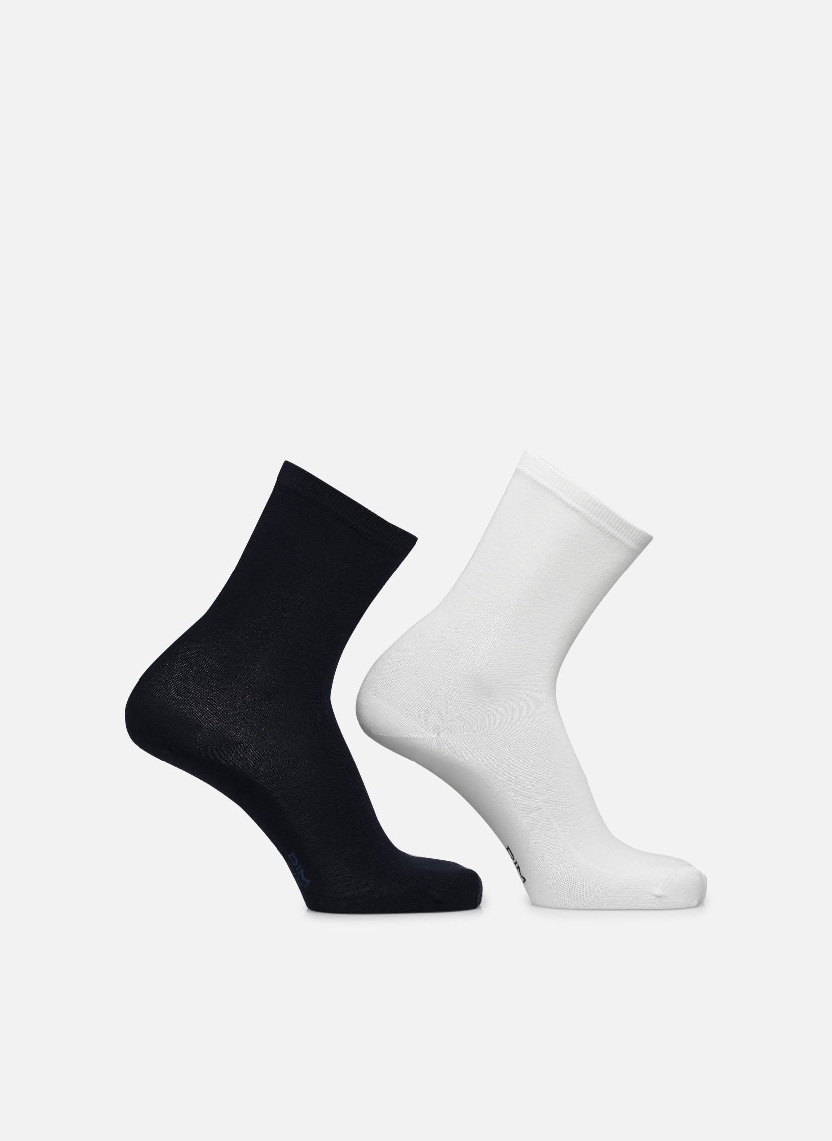 Chaussettes Coton Mi-Chaussettes X2 femme blanc Dim Chaussettes Coton Mi-Chaussettes X2 femme blanc BLANCBLEU MARINE