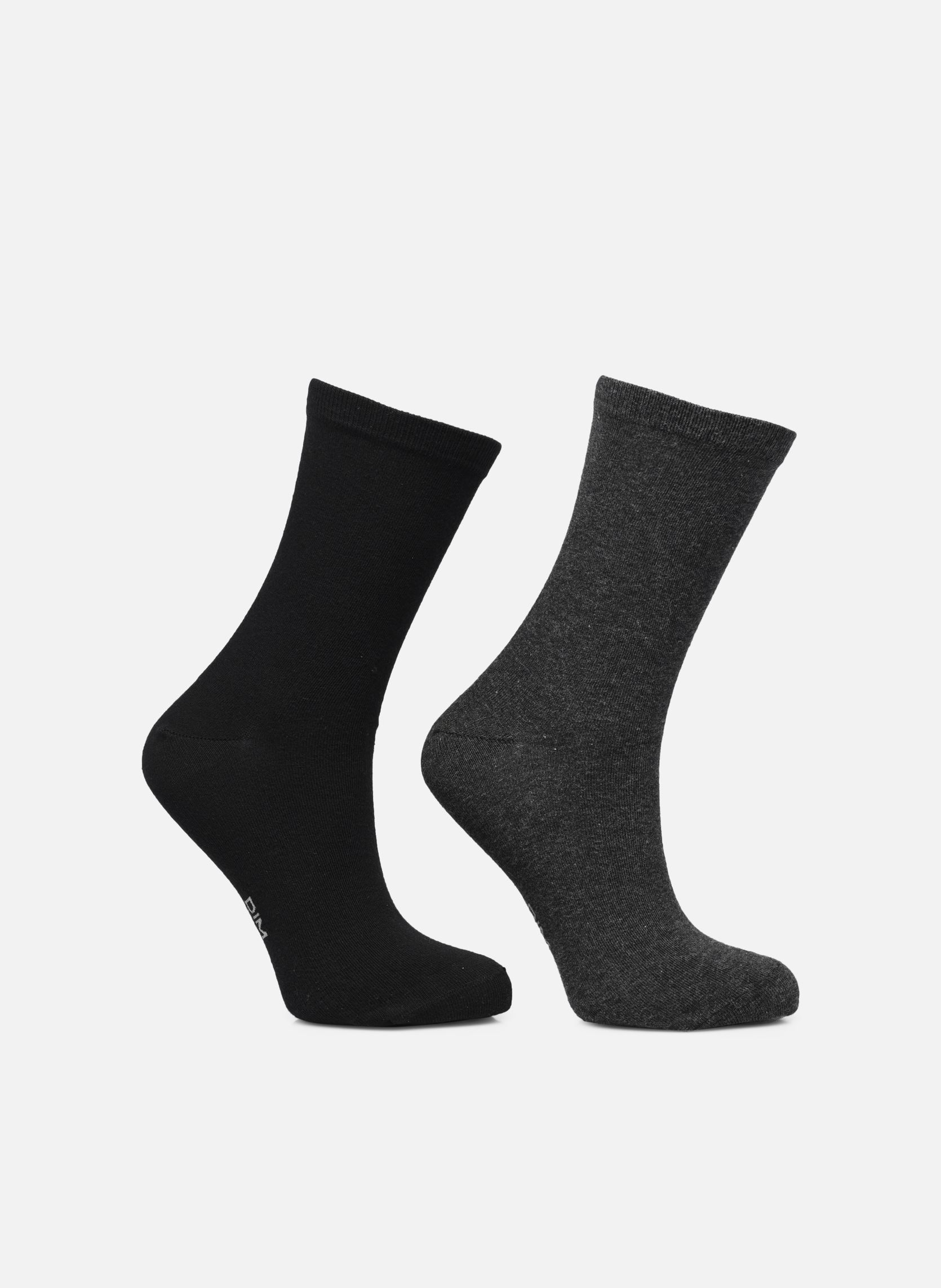 Sokken Coton Mi-Chaussettes X2 dames grijs Dim Sokken Coton Mi-Chaussettes X2 dames grijs ANTHRACITENOIR