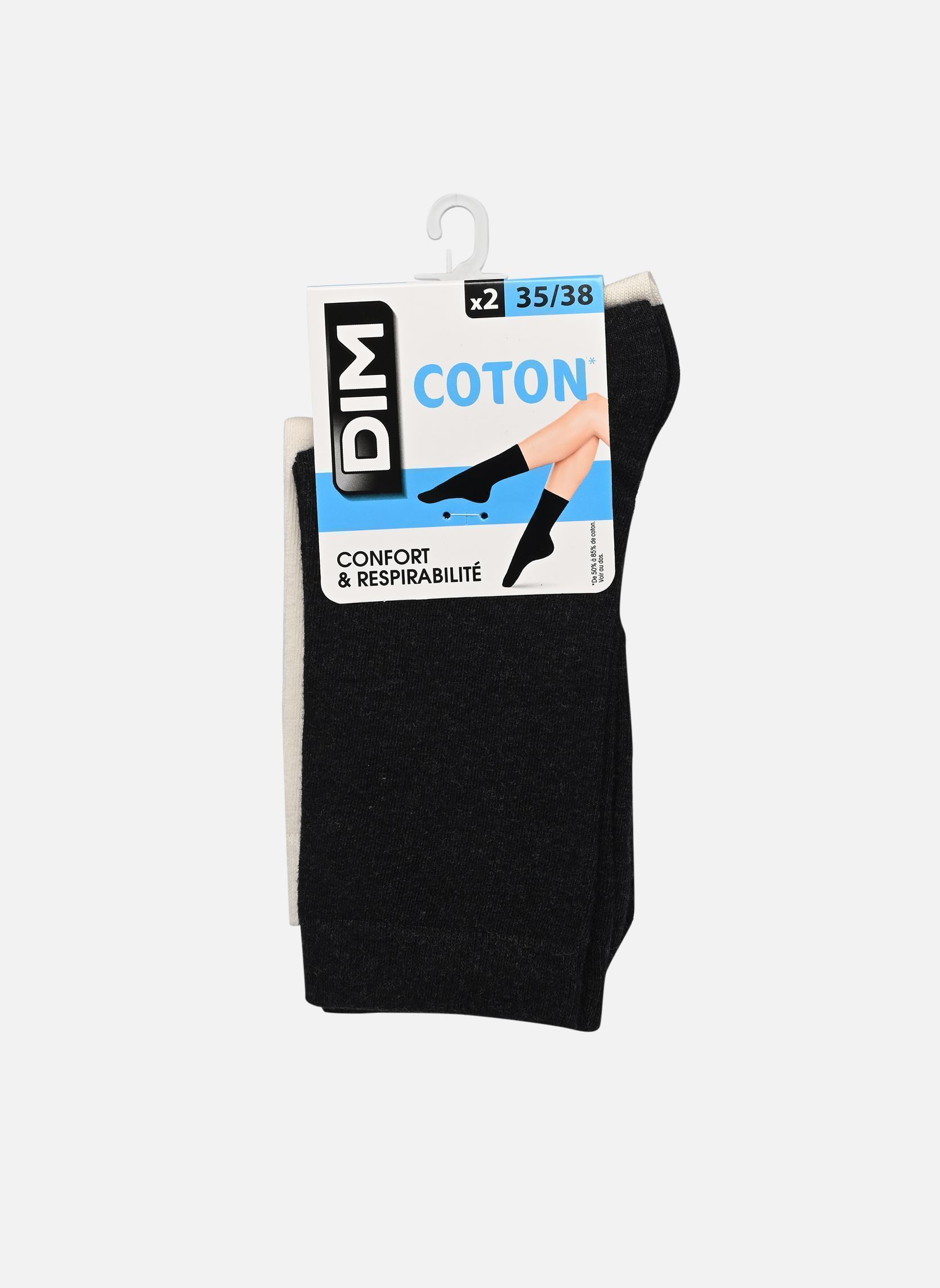 Chaussettes et collants Dim Coton Mi Chaussettes X2 pour Femme