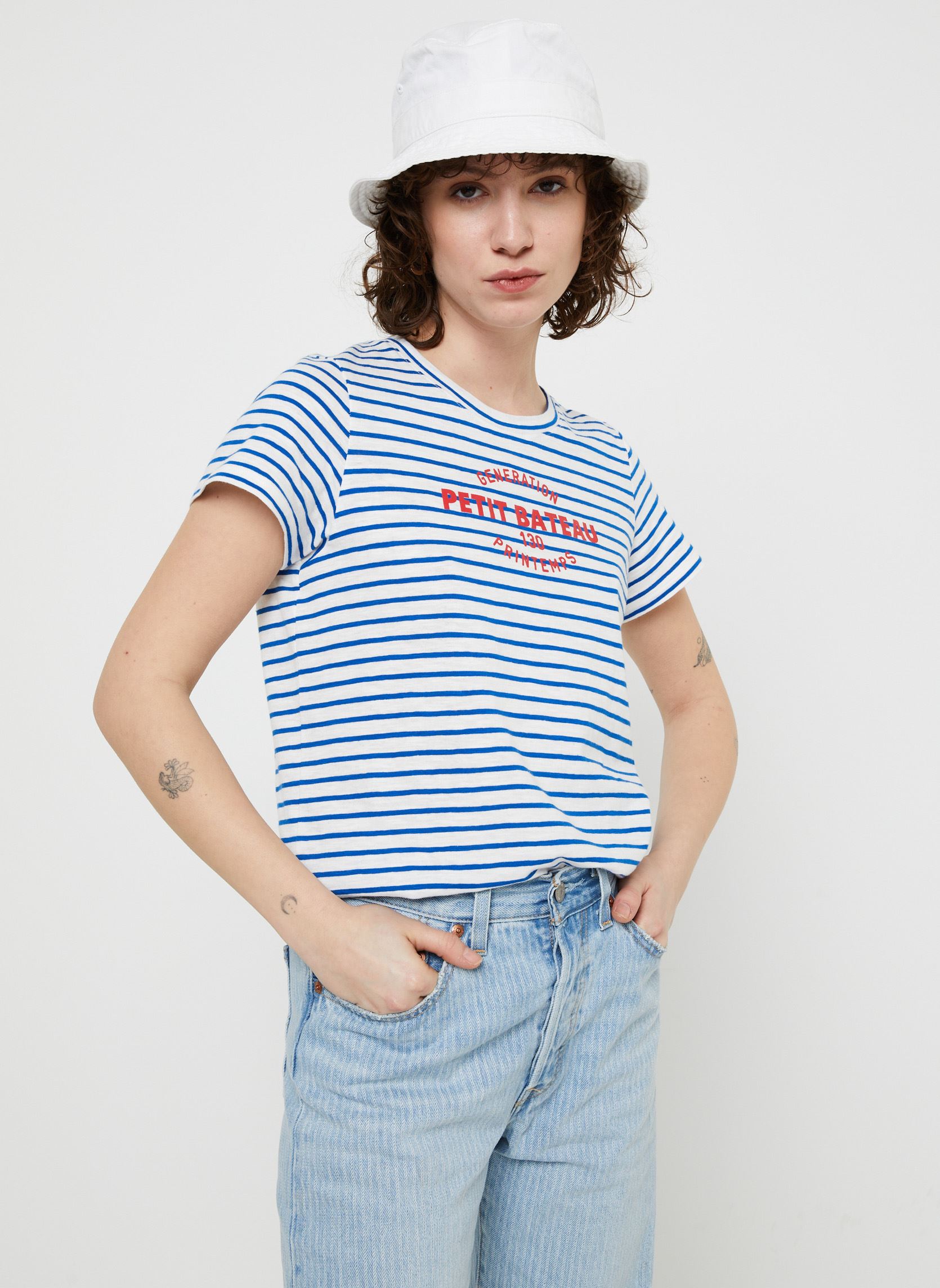 Vêtements Petit Bateau T Shirt Droit Manches Courtes Col Rond Coton Epais Bio Femme pour Accessoires - vue 2