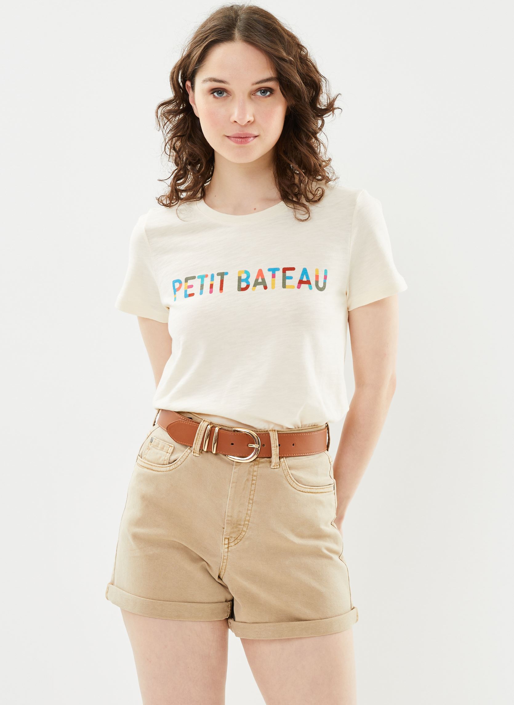 Vêtements Petit Bateau T Shirt Droit Manches Courtes Col Rond Coton Epais Bio Femme pour Accessoires