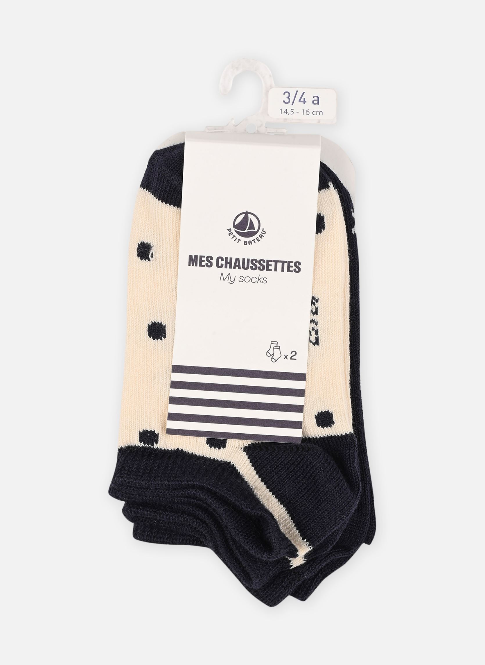 Socken 2 Paires Chaussettes A07EQ01 mädchen weiß Petit Bateau Socken 2 Paires Chaussettes A07EQ01 mädchen weiß BLANC