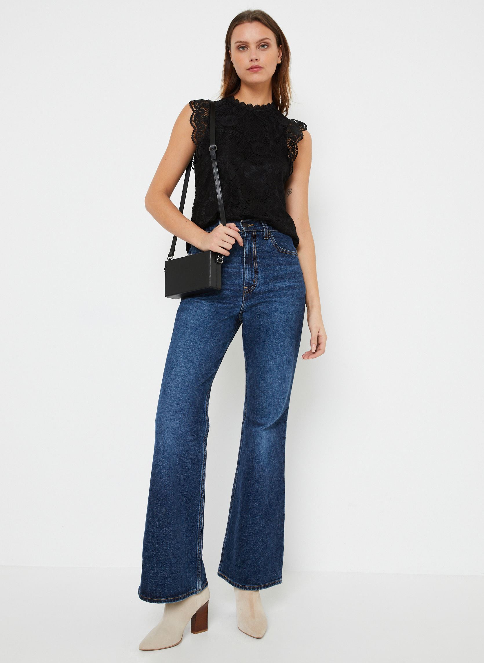 Tops PCOLLINE SL LACE TOP NOOS BC damen schwarz Pieces Tops PCOLLINE SL LACE TOP NOOS BC damen schwarz Black