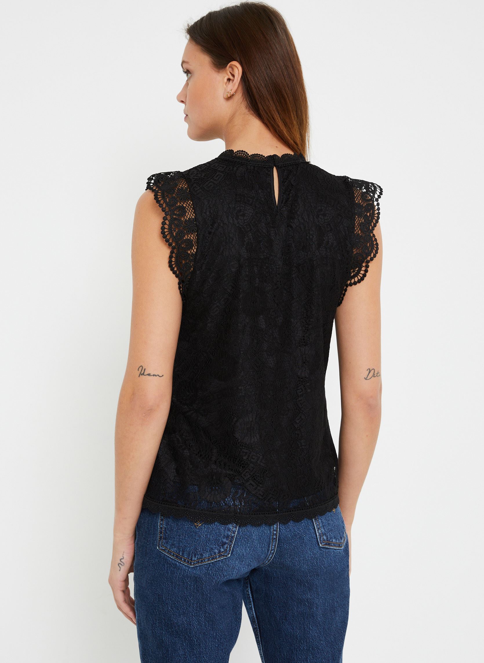 Tops PCOLLINE SL LACE TOP NOOS BC damen schwarz Pieces Tops PCOLLINE SL LACE TOP NOOS BC damen schwarz Black