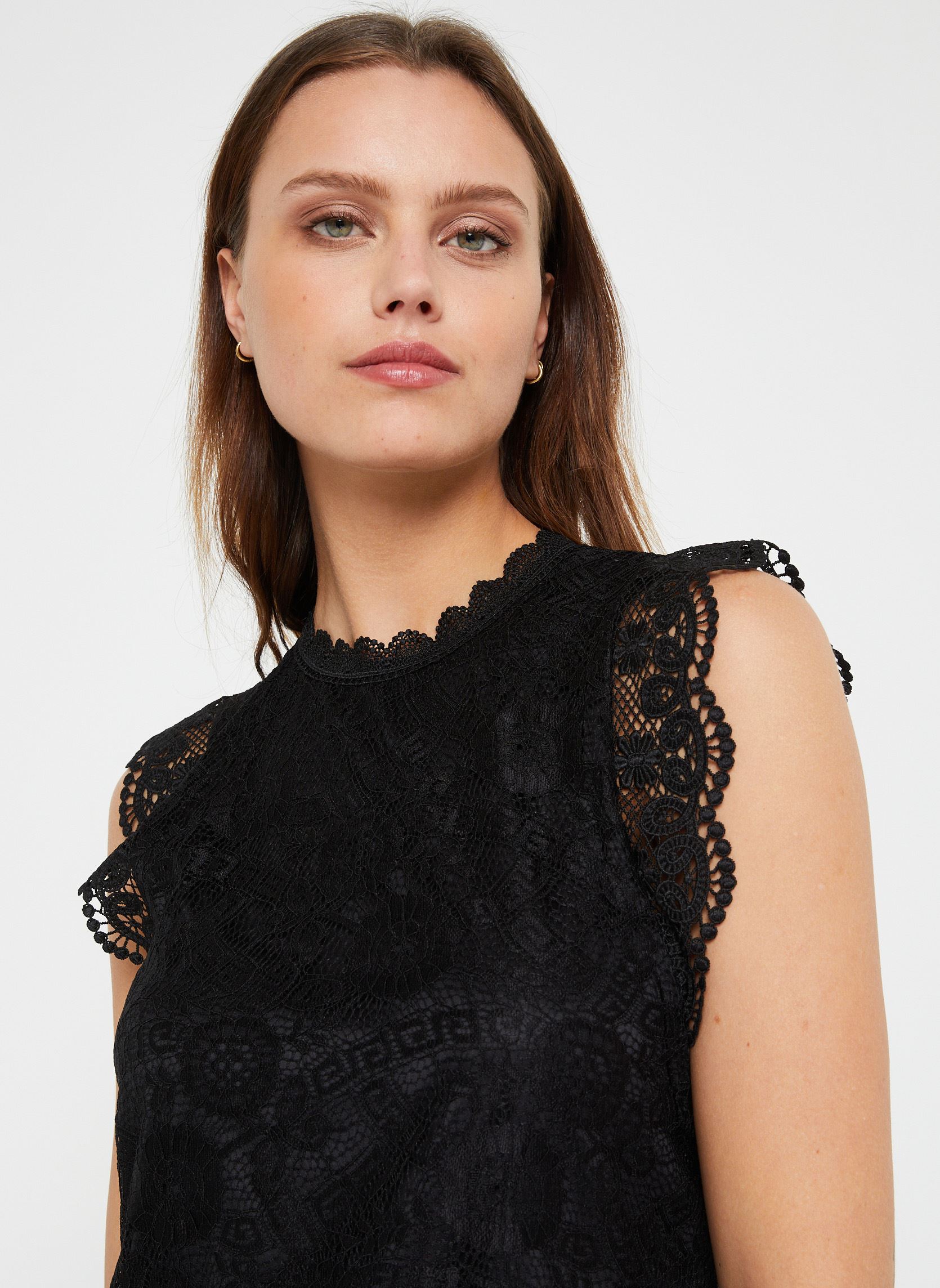 Tops PCOLLINE SL LACE TOP NOOS BC damen schwarz Pieces Tops PCOLLINE SL LACE TOP NOOS BC damen schwarz Black