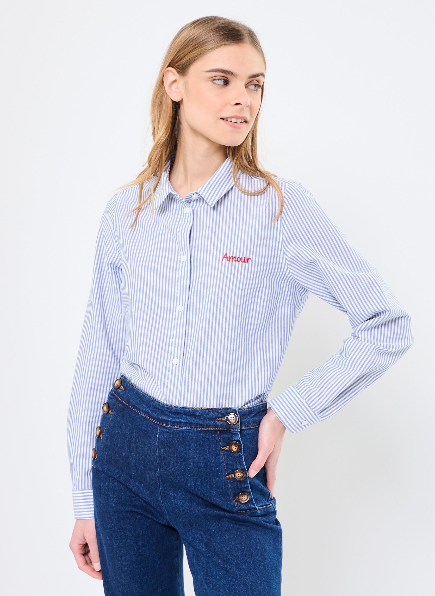 Chemises PCIRENE LS SHIRT KAC FC femme blanc Pieces Chemises PCIRENE LS SHIRT KAC FC femme blanc Bright White surf