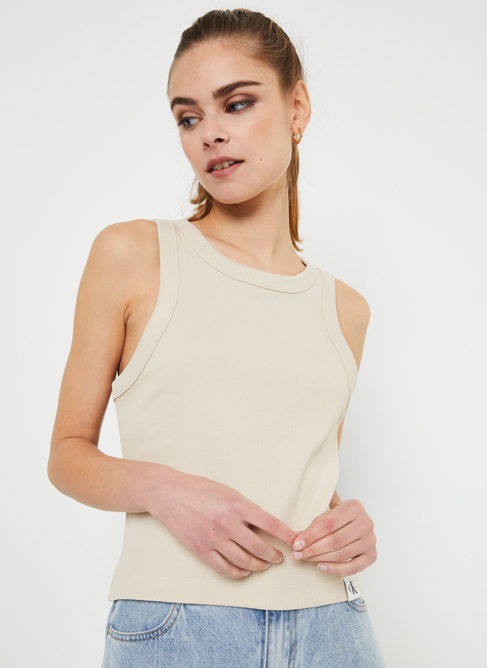 Vêtements Calvin Klein Jeans Tab Rib Tank Top pour Accessoires