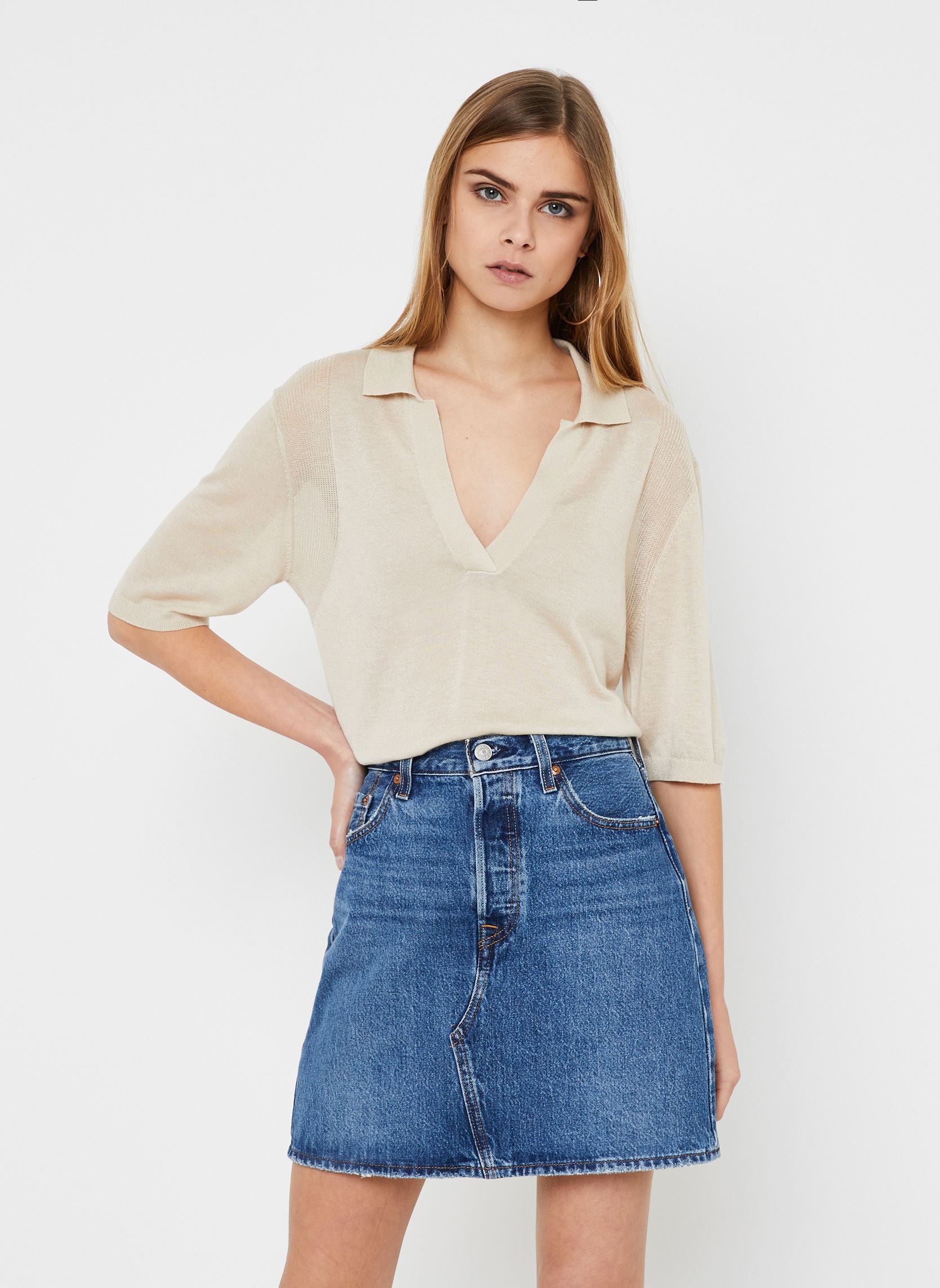 Vêtements Calvin Klein Lyocell Blend Polo Sweater Ss pour Accessoires