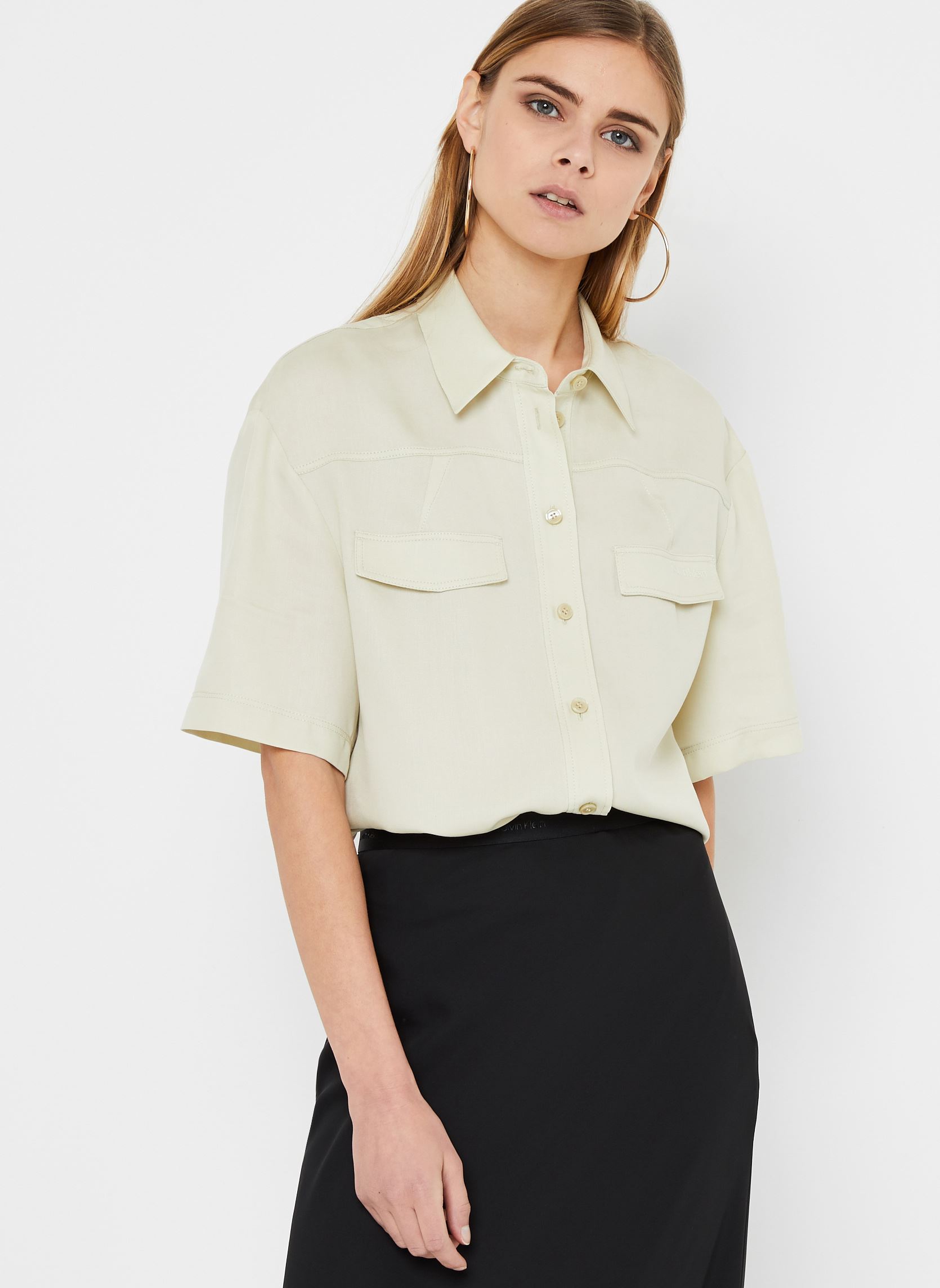 Vêtements Calvin Klein Tencel Ss Blouse pour Accessoires
