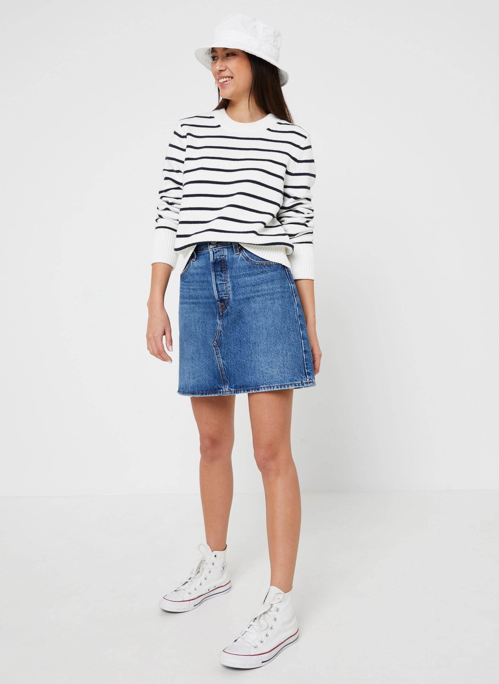 Pulls 1985 Co Jrsy Stitch Stp C-Nk Swt femme blanc Tommy Hilfiger Pulls 1985 Co Jrsy Stitch Stp C-Nk Swt femme blanc BRETON STP/ ECRU/ DESERT SKY