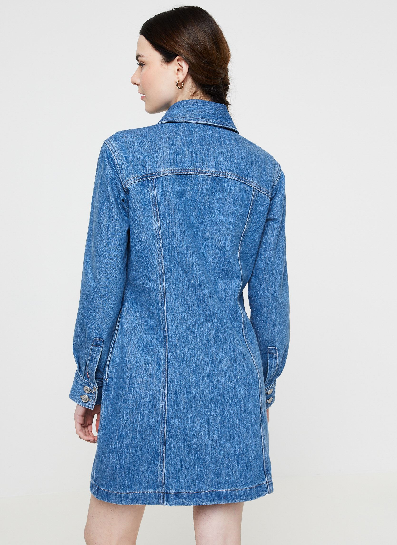 white christmas dresses Mini Denim Dress – Shay's Boutique main image 1