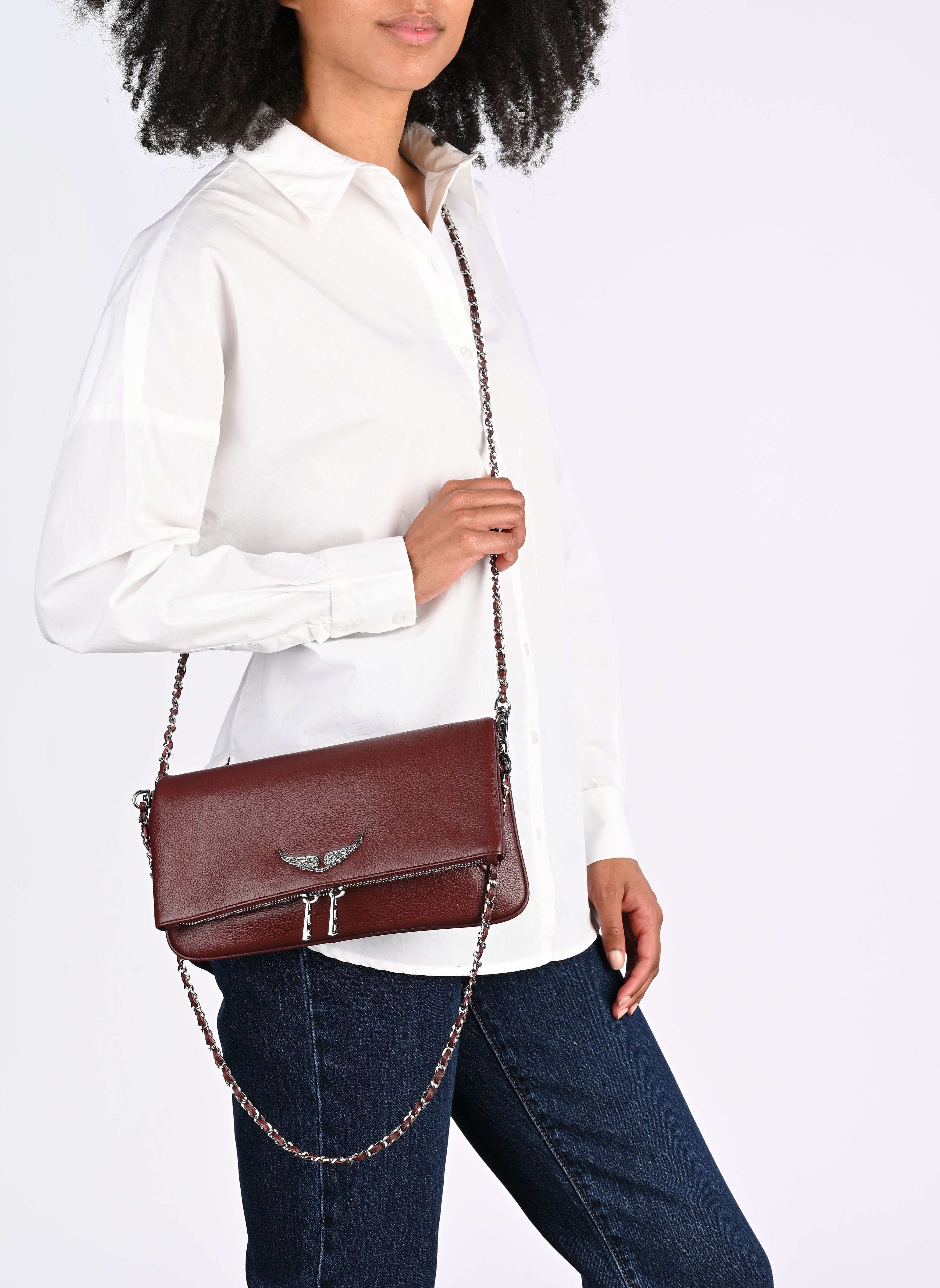 Sacs bandoulière Rock Grained Leather femme bordeaux Zadig & Voltaire Sacs bandoulière Rock Grained Leather femme bordeaux FIERCE