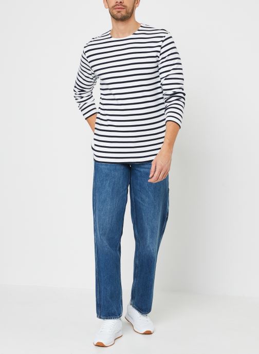 Selected Homme SLHRICKY STRIPE SS O-NECK - T-shirt med print - vetiver