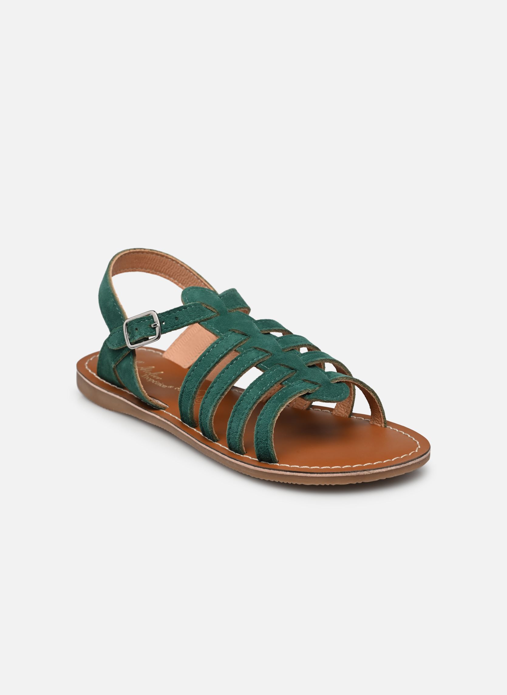 Sandales Ch 314 fille vert L'Atelier Tropézien Sandales Ch 314 fille vert GREEN SUEDE