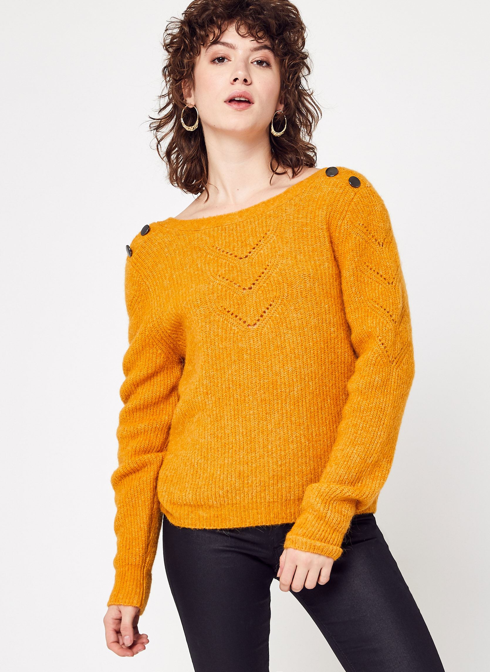 Pulls Pull BW18185 femme jaune IKKS Women Pulls Pull BW18185 femme jaune 73-GIRASOLE