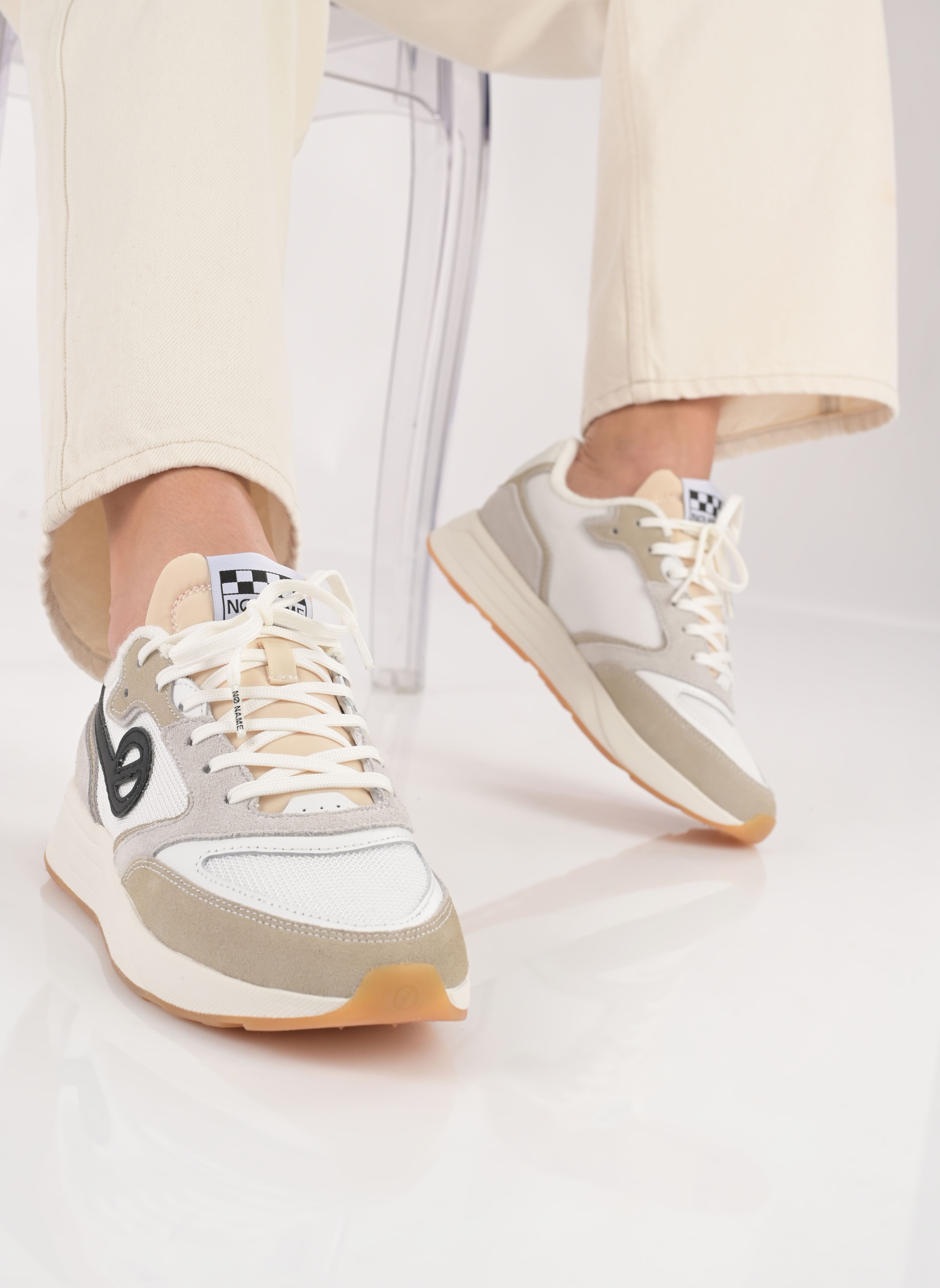 Baskets toile POWER JOGGER femme blanc No Name Baskets toile POWER JOGGER femme blanc DOVE/WHITE/BLACK