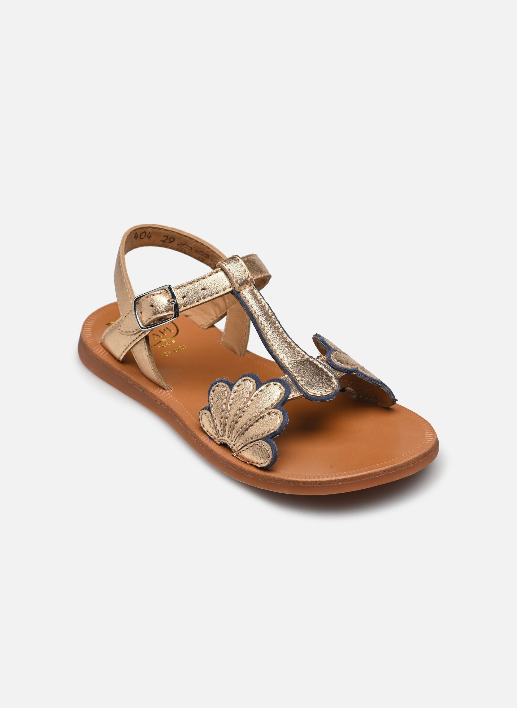 Sandales Plagette Bloom fille or et bronze Pom d Api Sandales Plagette Bloom fille or et bronze BLUE-IVORY