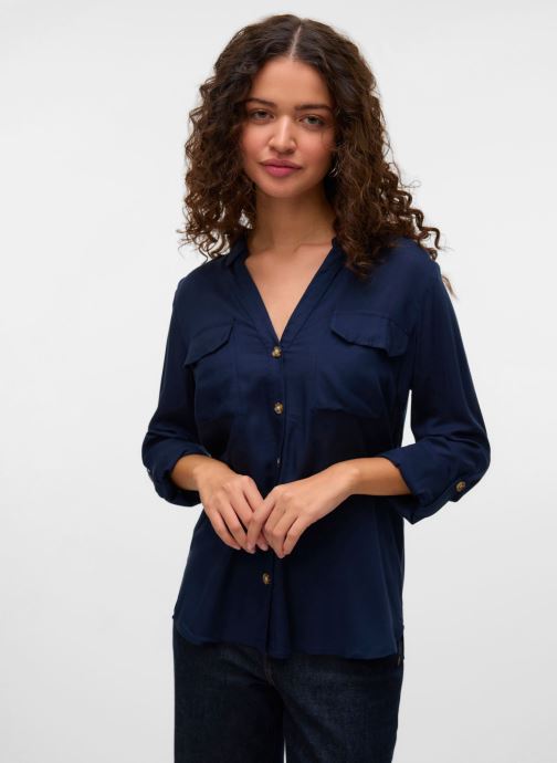 Vero Moda Hemden Vmbumpy L/S Shirt New Wvn Noos dames blauw