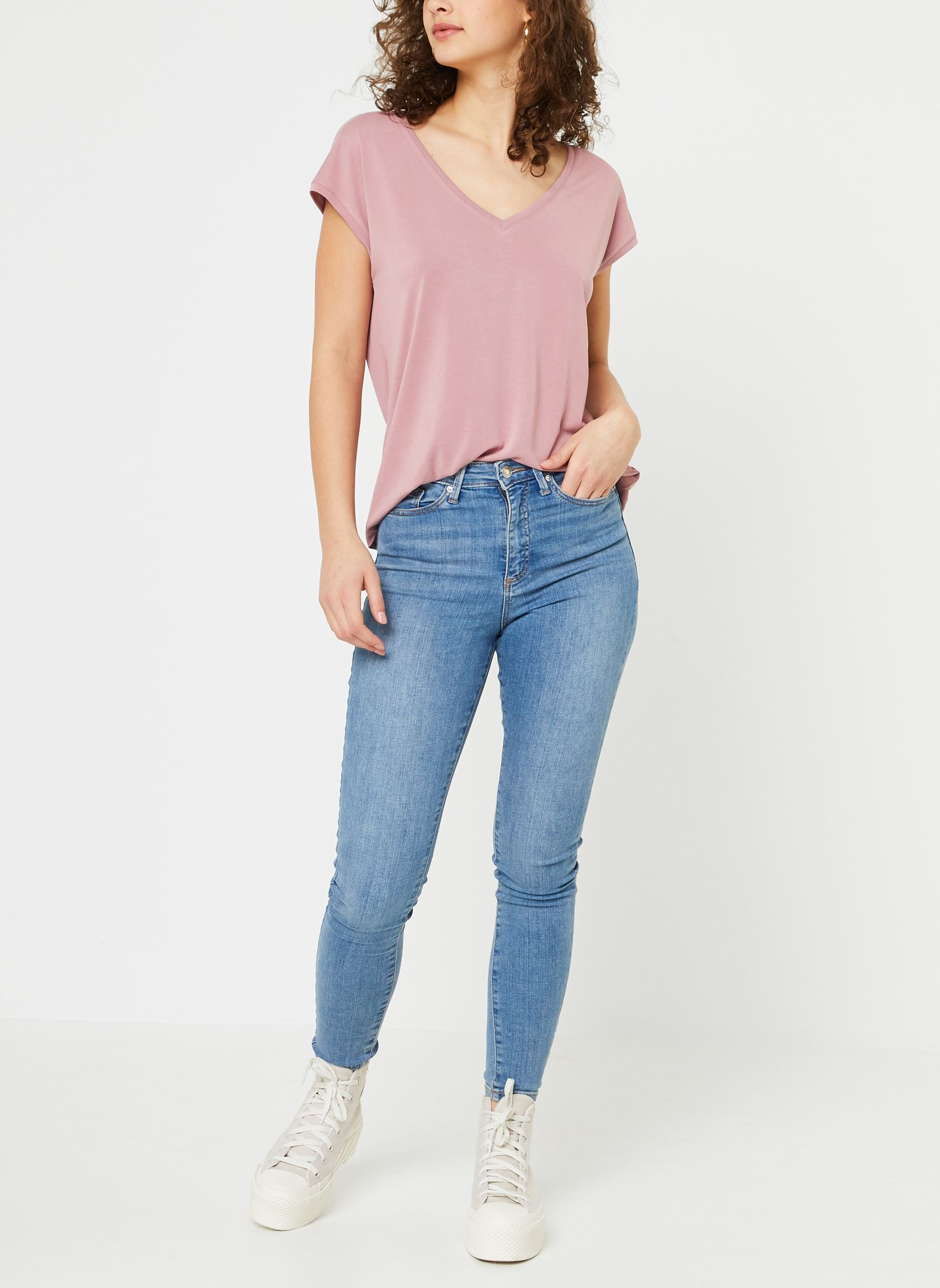 Tee-shirts Vmfilli Ss V-Neck Tee Ga Noos femme rose Vero Moda Tee-shirts Vmfilli Ss V-Neck Tee Ga Noos femme rose Nostalgia Rose