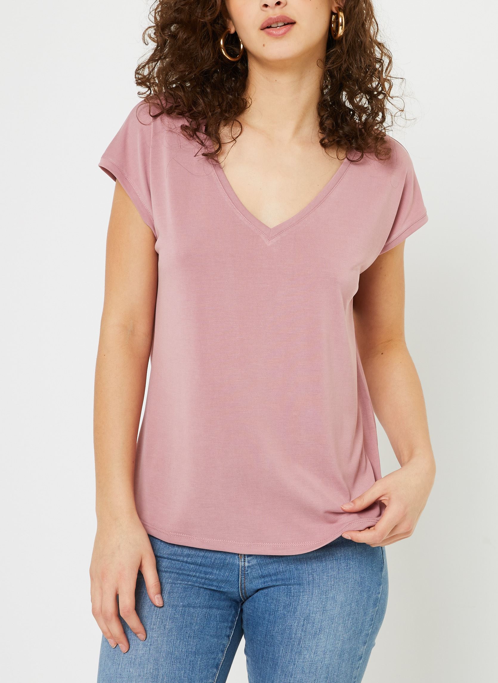 Tee-shirts Vmfilli Ss V-Neck Tee Ga Noos femme rose Vero Moda Tee-shirts Vmfilli Ss V-Neck Tee Ga Noos femme rose Nostalgia Rose