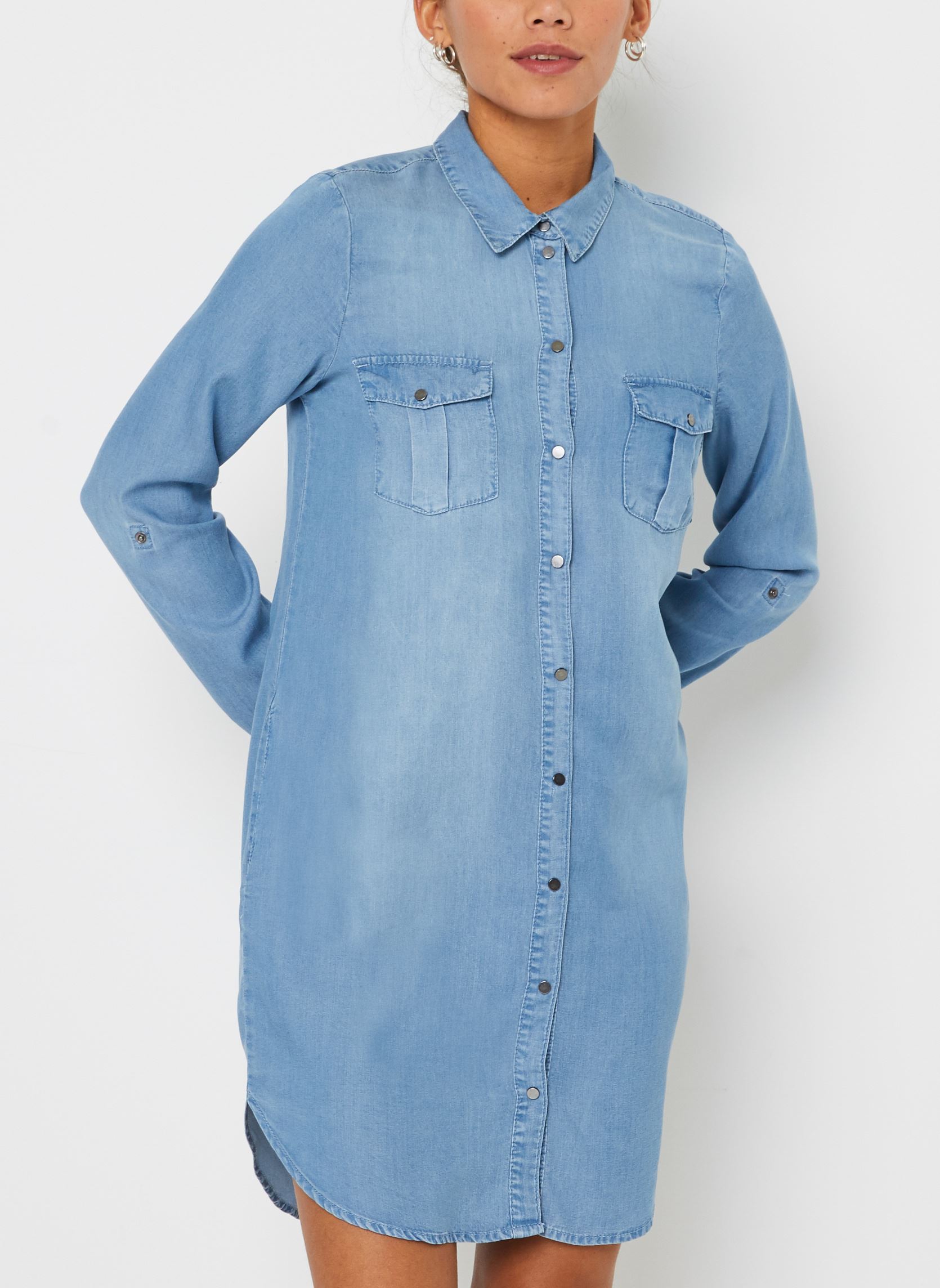 Vestito Corto VERO MODA In Viscosa - Abito Shirt Con Bottoni E Cintura In Vita, Taglie Donna - Foto 7