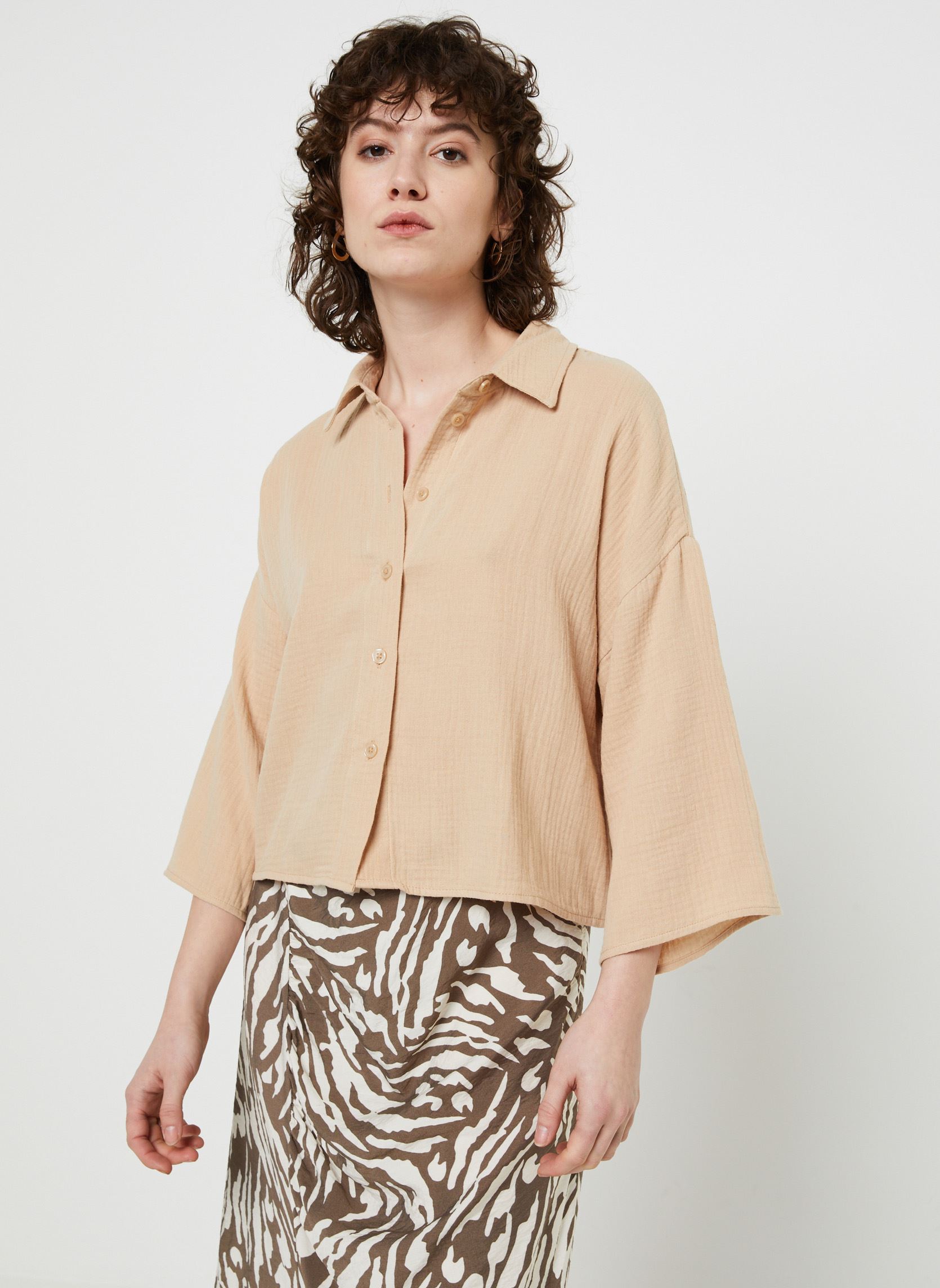Hemden Vmnatali Crop Shirt Wvn Noos damen beige Vero Moda Hemden Vmnatali Crop Shirt Wvn Noos damen beige Irish Cream